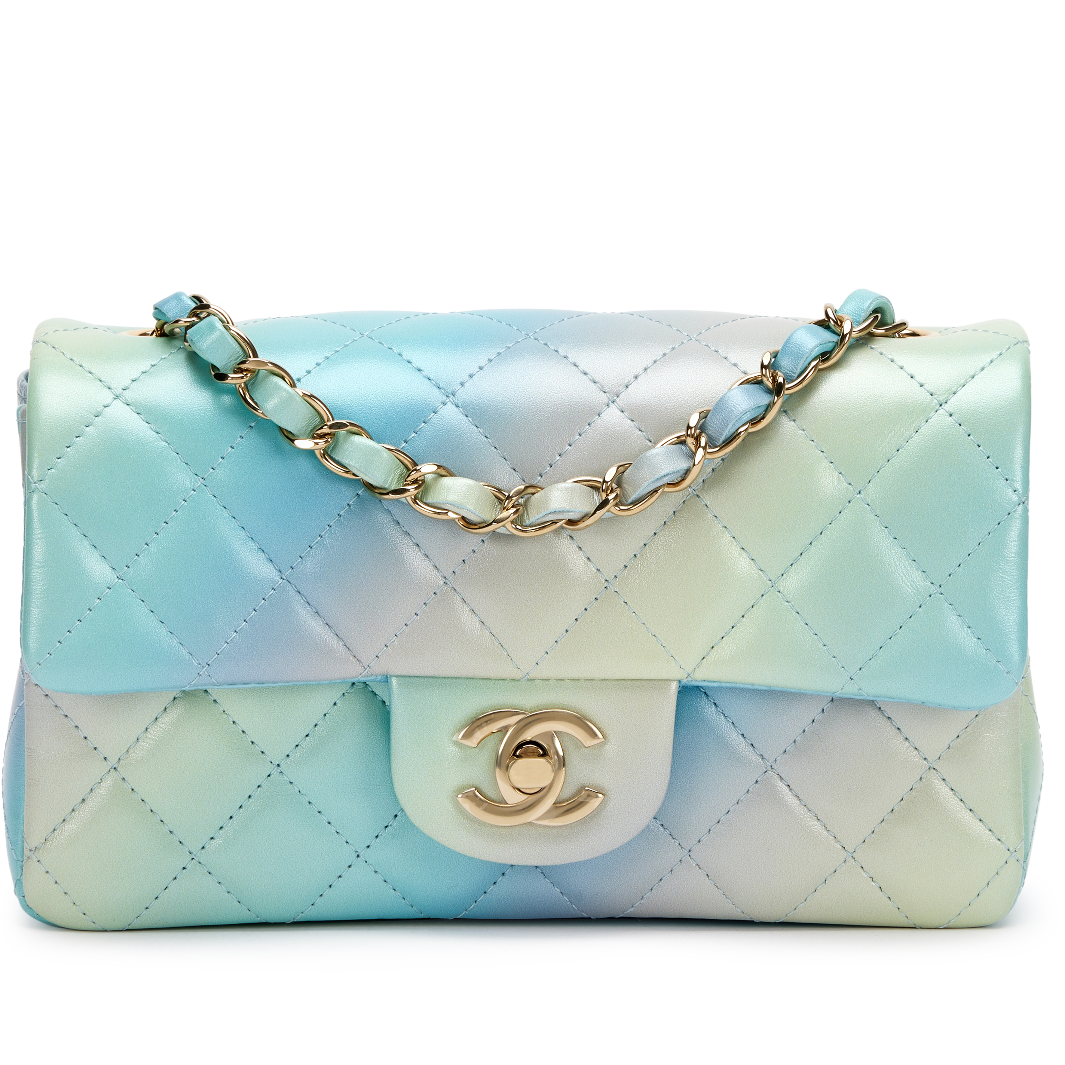 Chanel Iridescent Blue, Green, And Purple Ombre Tie-Dye