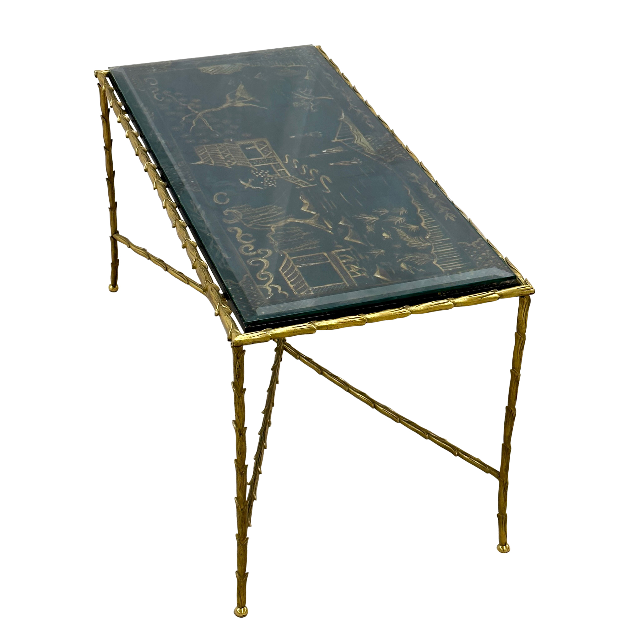 Maison Baguès Vintage French Chinoiserie Lacquered Coffee Table 