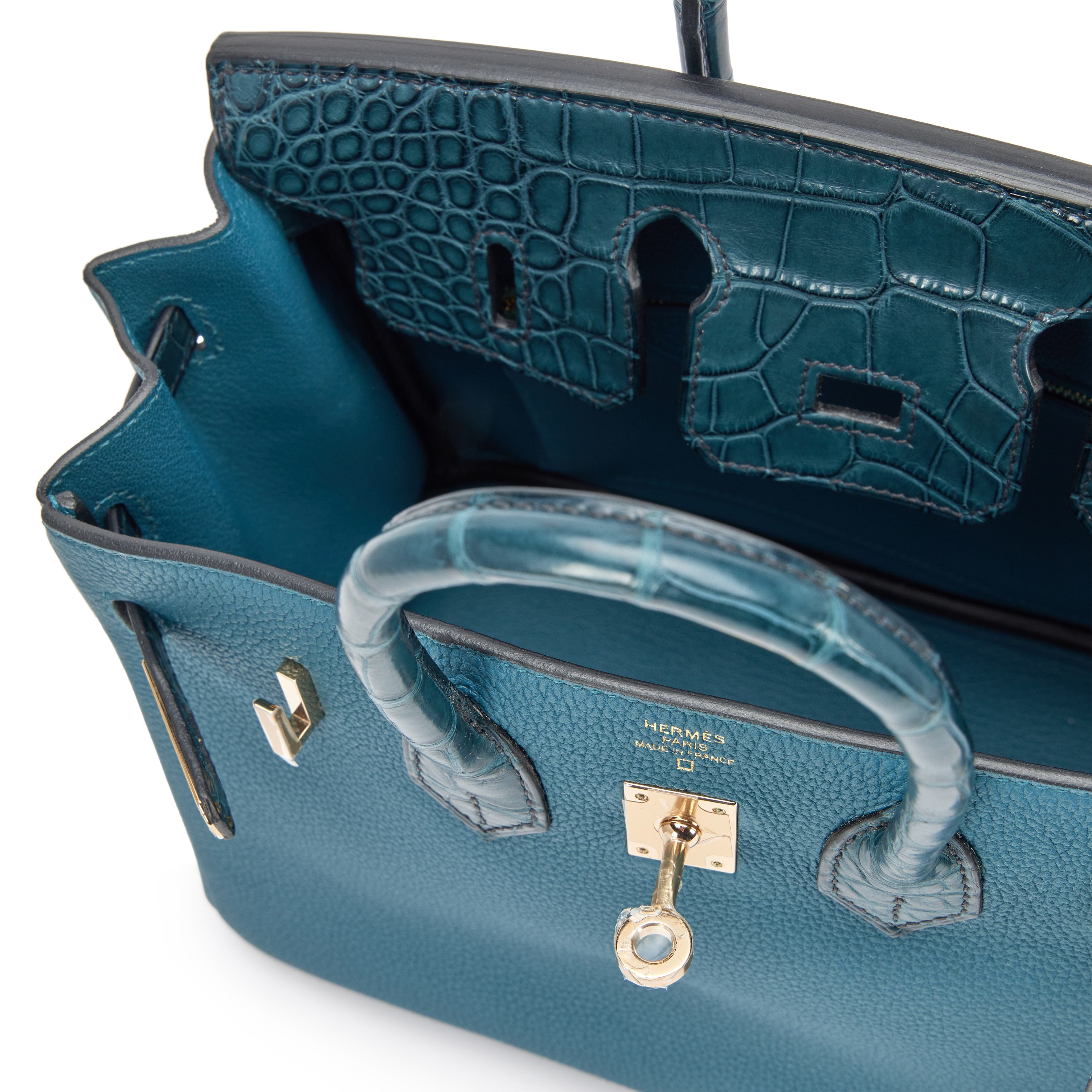 Hermès Vert Cypress Matte Alligator And Togo Touch Birkin 25 Gold