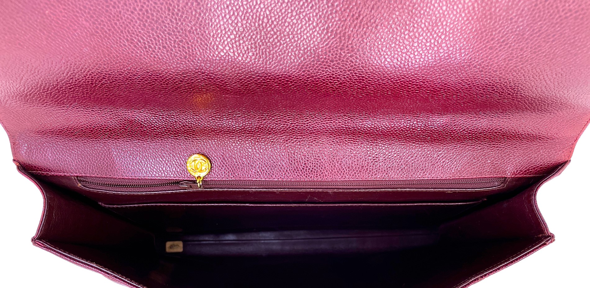 Chanel Vintage Vintage Wine Burgundy Quilted Caviar Briefcase Tote