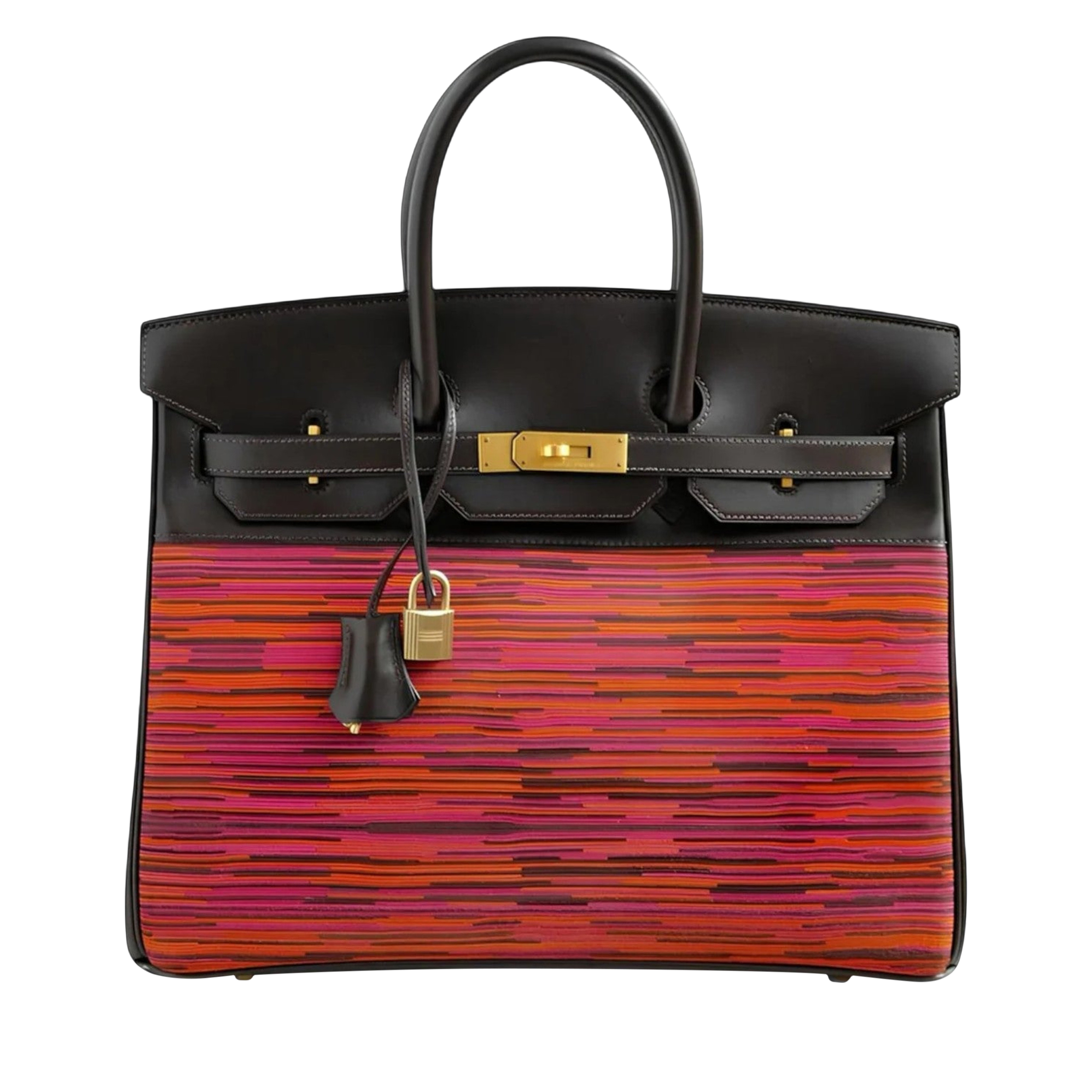 Hermès Vintage Orange Fuchsia Vibrato And Havane Box Calfskin