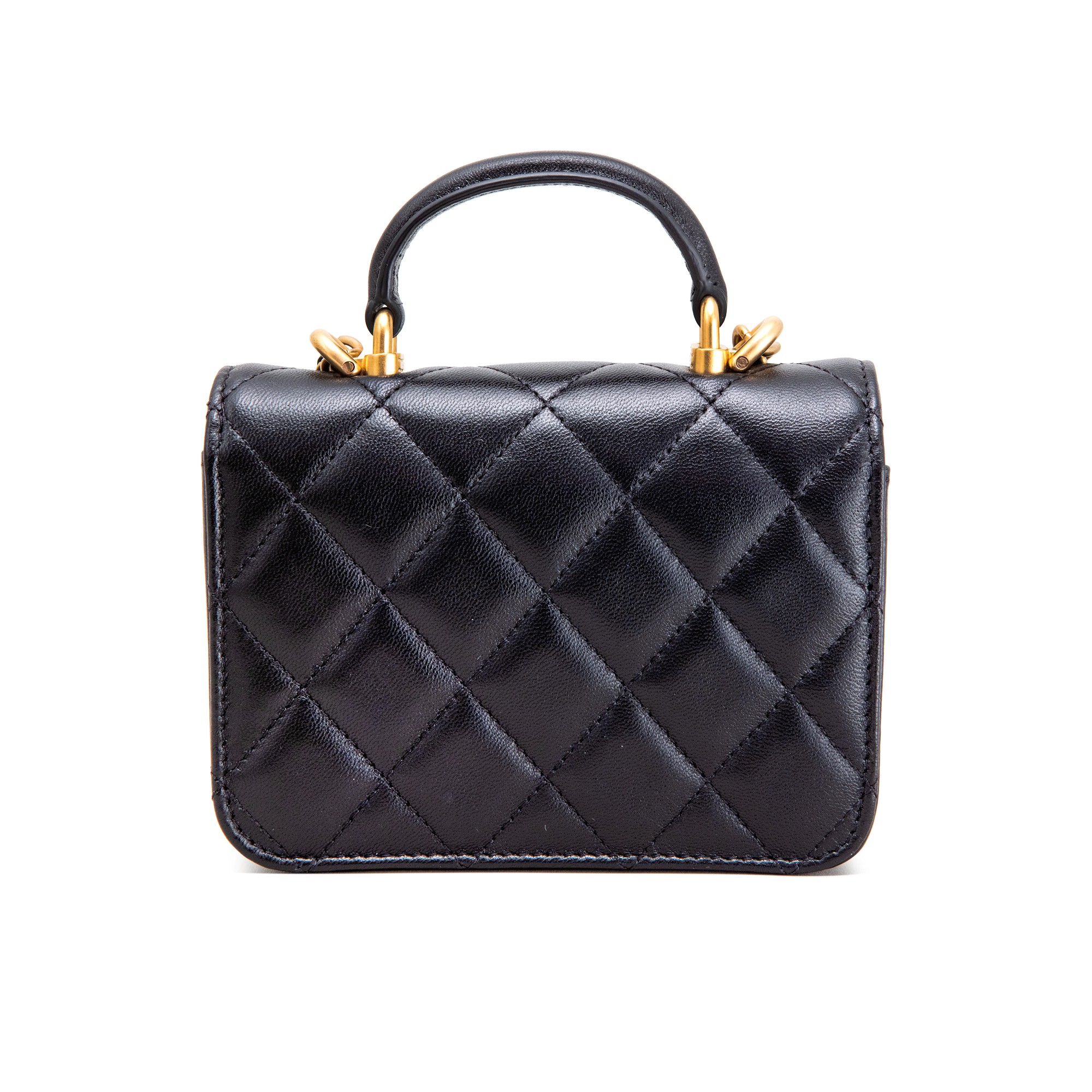 ★TOUT Y EST★ Ball Chain Square Coin Bag Black FA2301BG10BK Chanel Black Quilted Grained Calfskin And Imitation Pearl