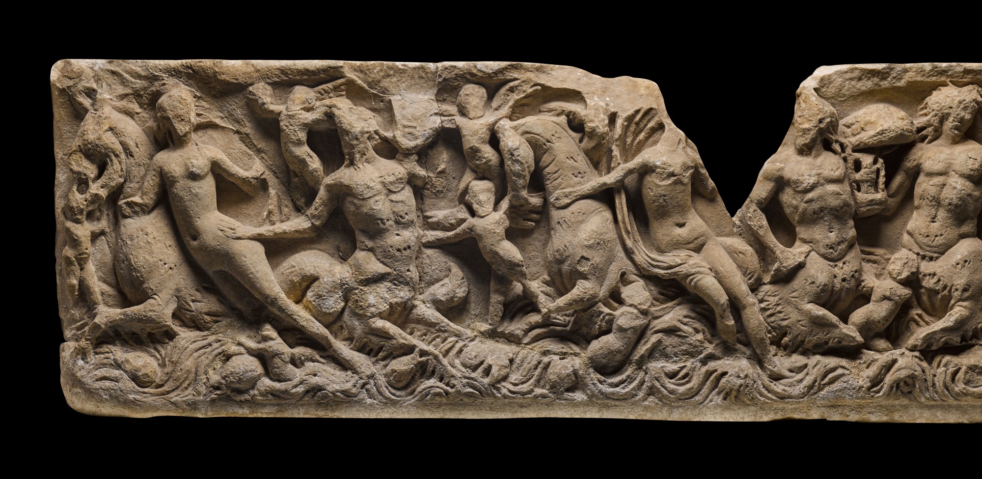 A Roman Marble Marine Sarcophagus Relief Panel, Antonine Period, circa ...