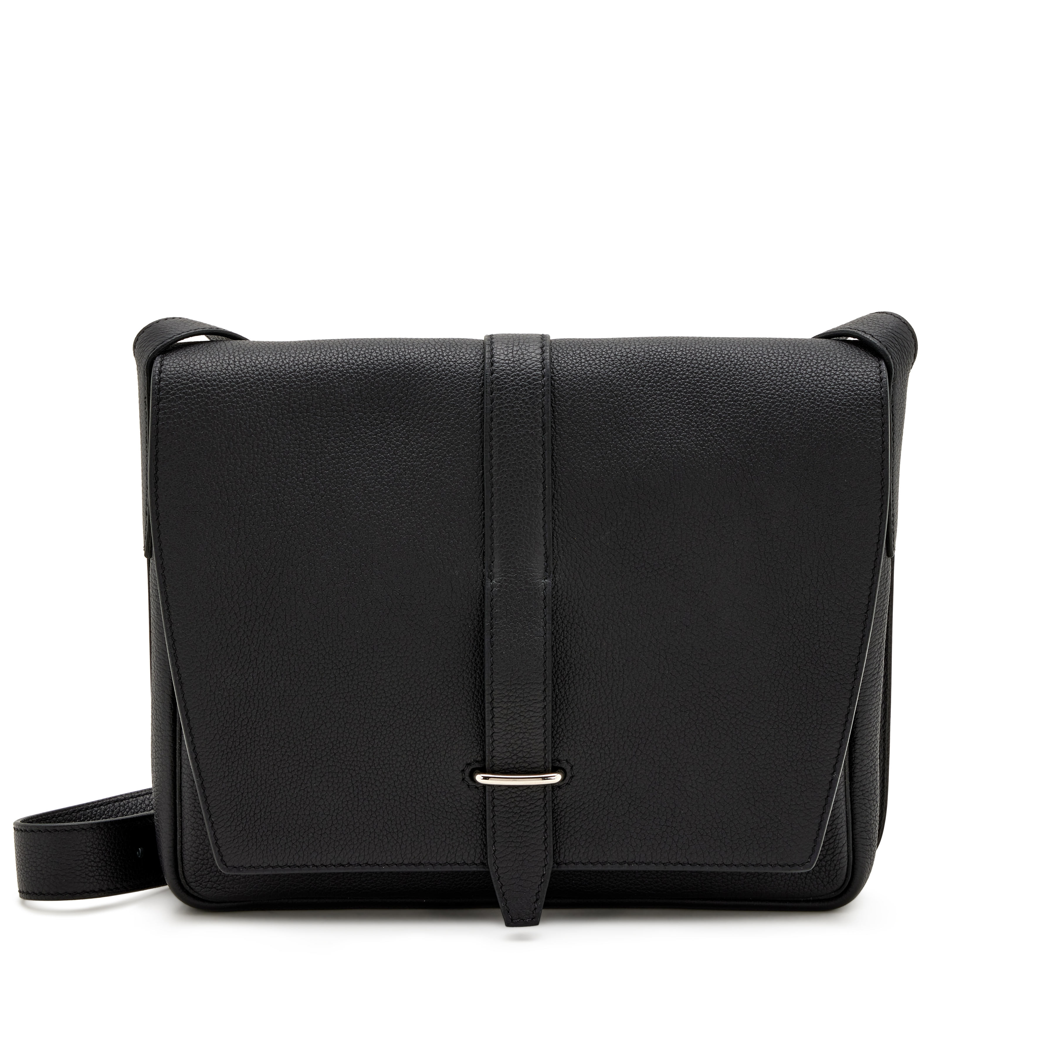 Hermès Black Togo Steve Light Junior Messenger Bag Palladium