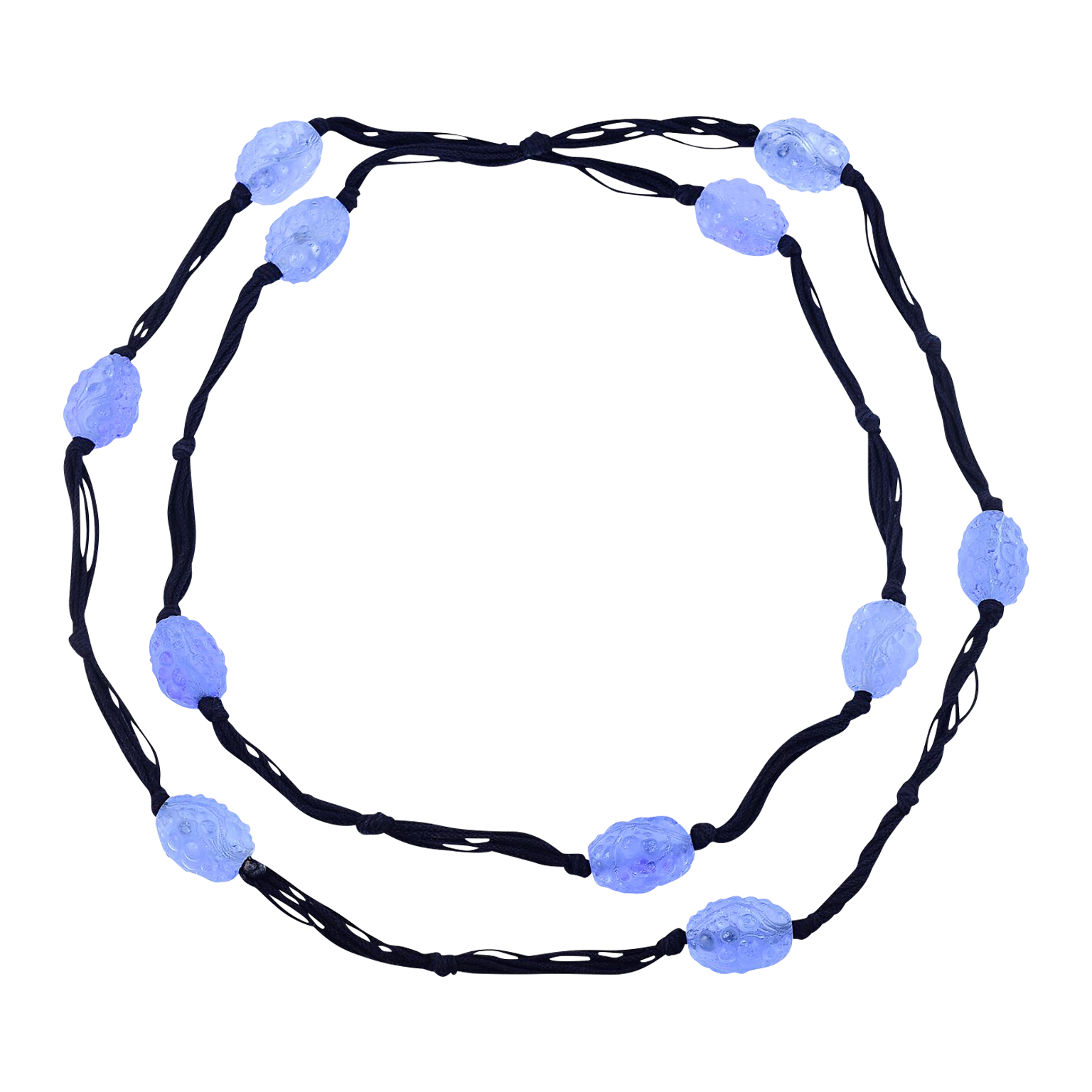 René Lalique Vintage French Art Nouveau Blue Glass Bead Necklace Available For Immediate Sale At