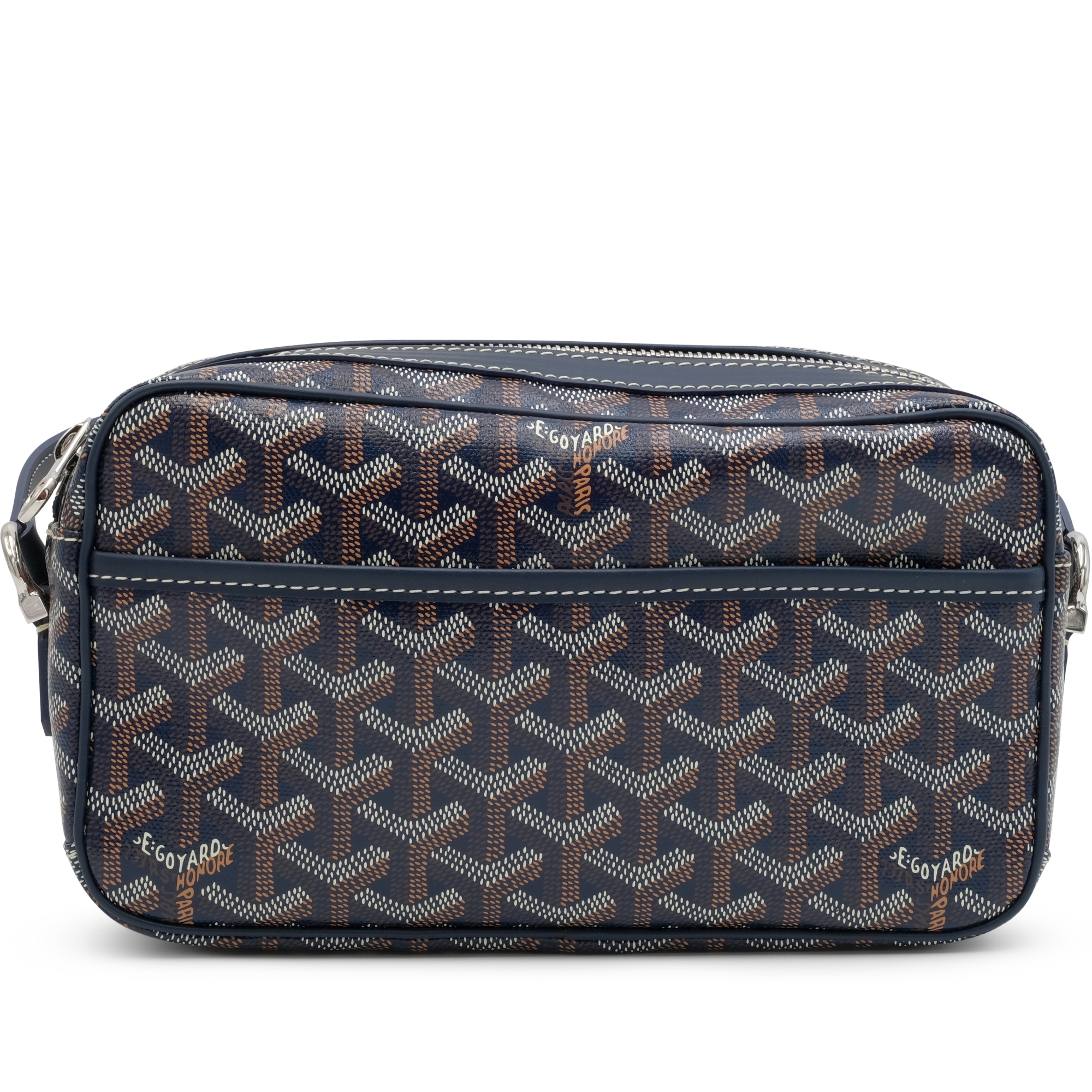 Goyard Navy Blue Goyardine Canvas And Chevroches Calfskin Cap-Vert