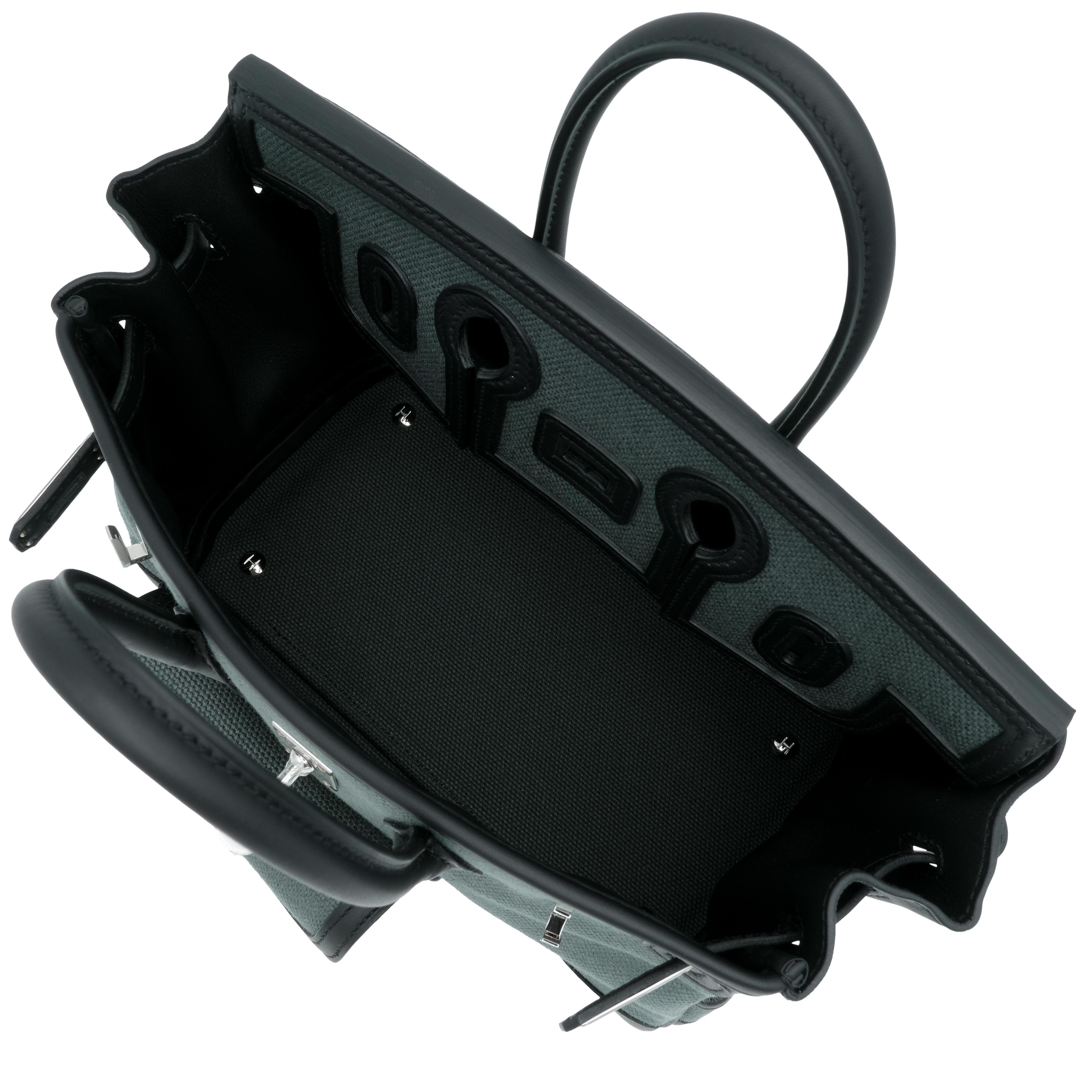 Hermès Limited Edition Vert Mangrove Goeland Toile And Black Swift