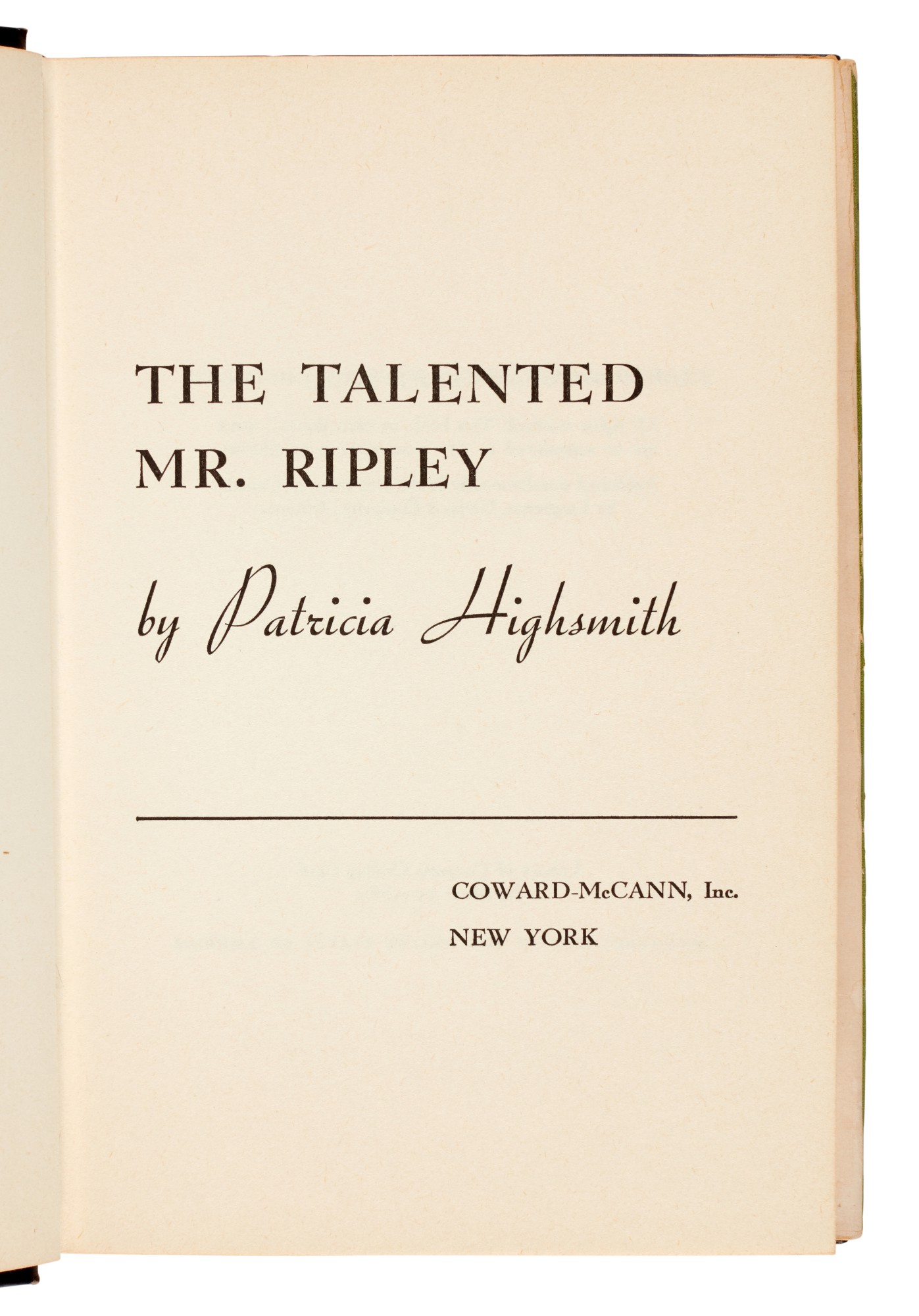 Patricia Highsmith The Talented Mr. Ripley, 1955 Detective Fiction Including The Alexis