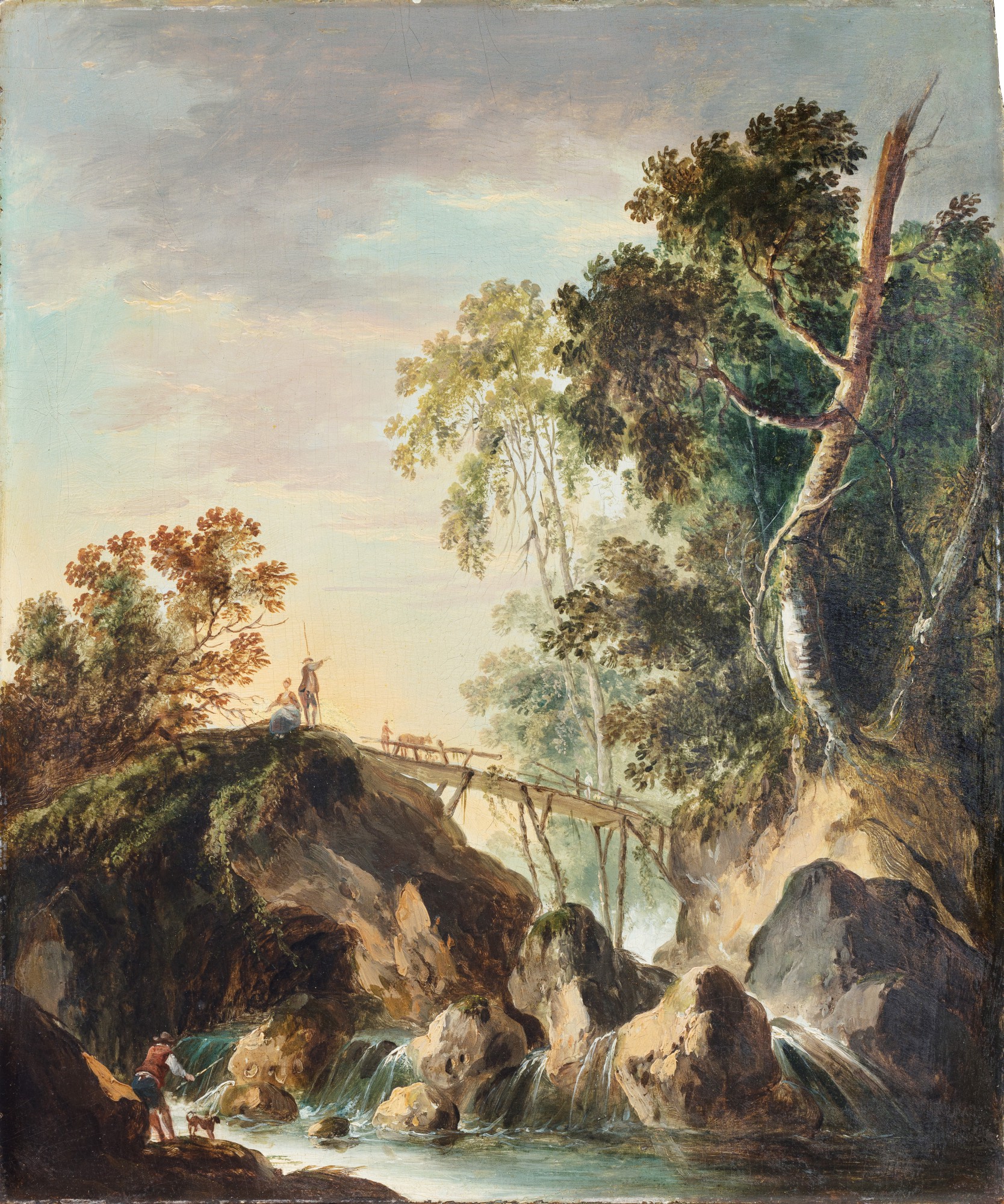 A Landscape with waterfalls and a bridge | Tableaux Dessins Sculptures ...