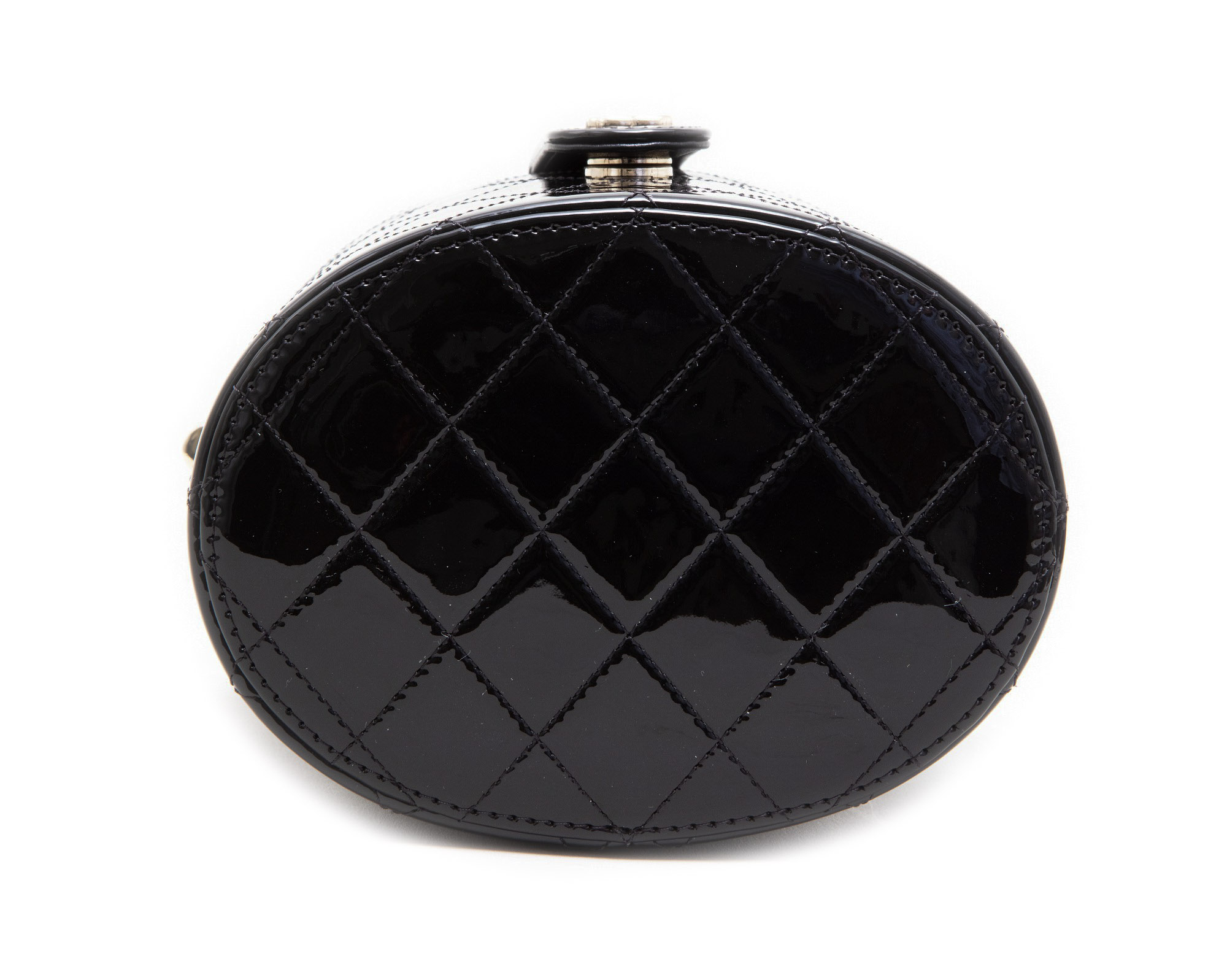 Black Quilted Patent Lambskin Small Vanity with Chain Pale Gold Hardware,  2020