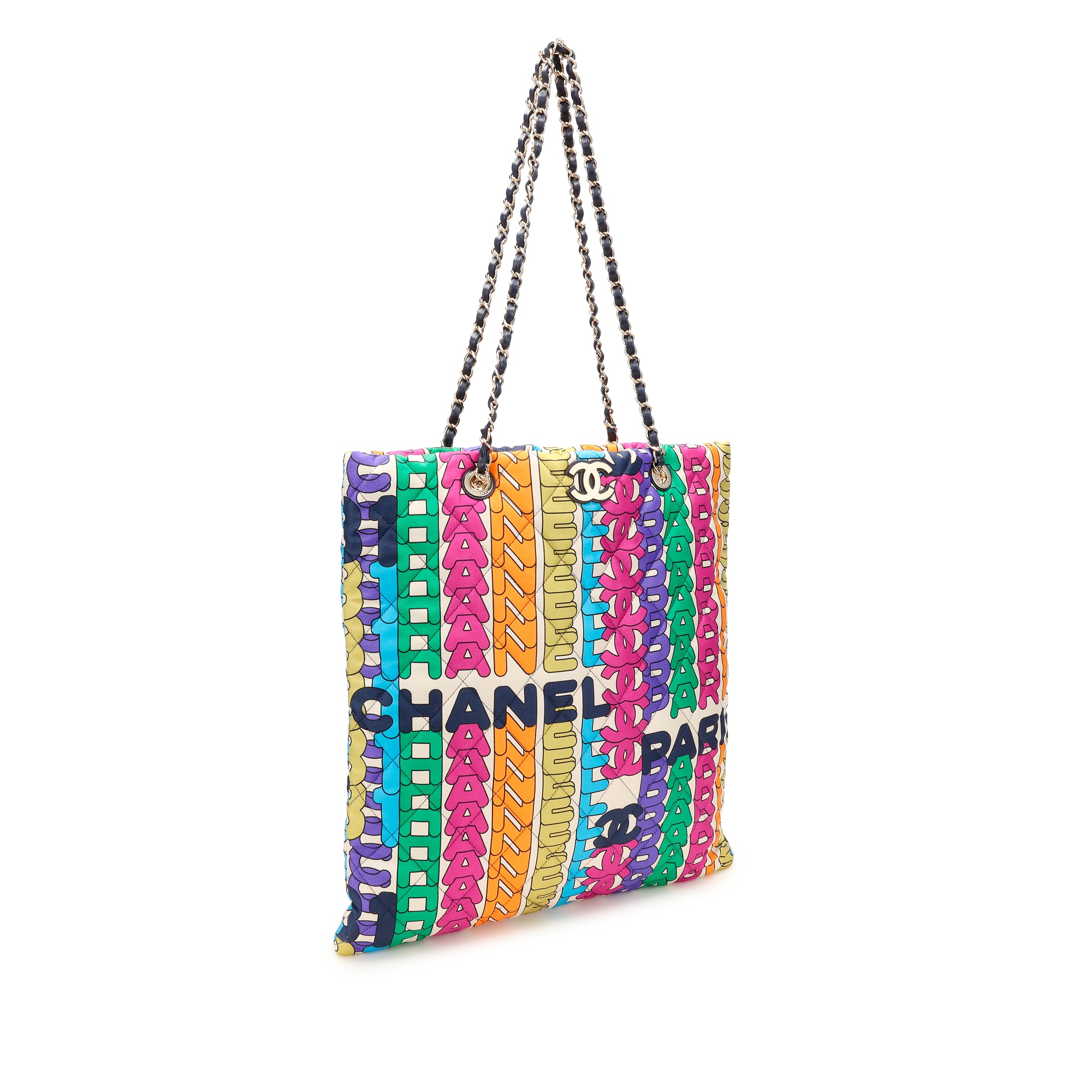 トートバッグ × ヴィンテージ(中古) Chanel Rainbow Top Handle Chain Bag Chanel Rainbow Logo Quilted Textile Tote Gold Hardware, 2021
