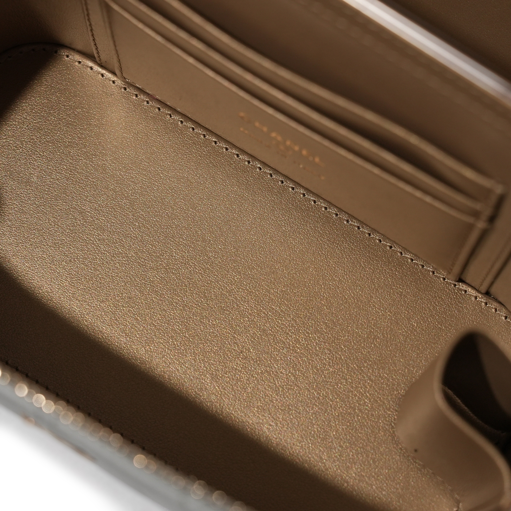 Light Blue Quilted Lambskin Pearl Crush Long Vanity Case Aged Gold Hardware, 2023 - Image 6