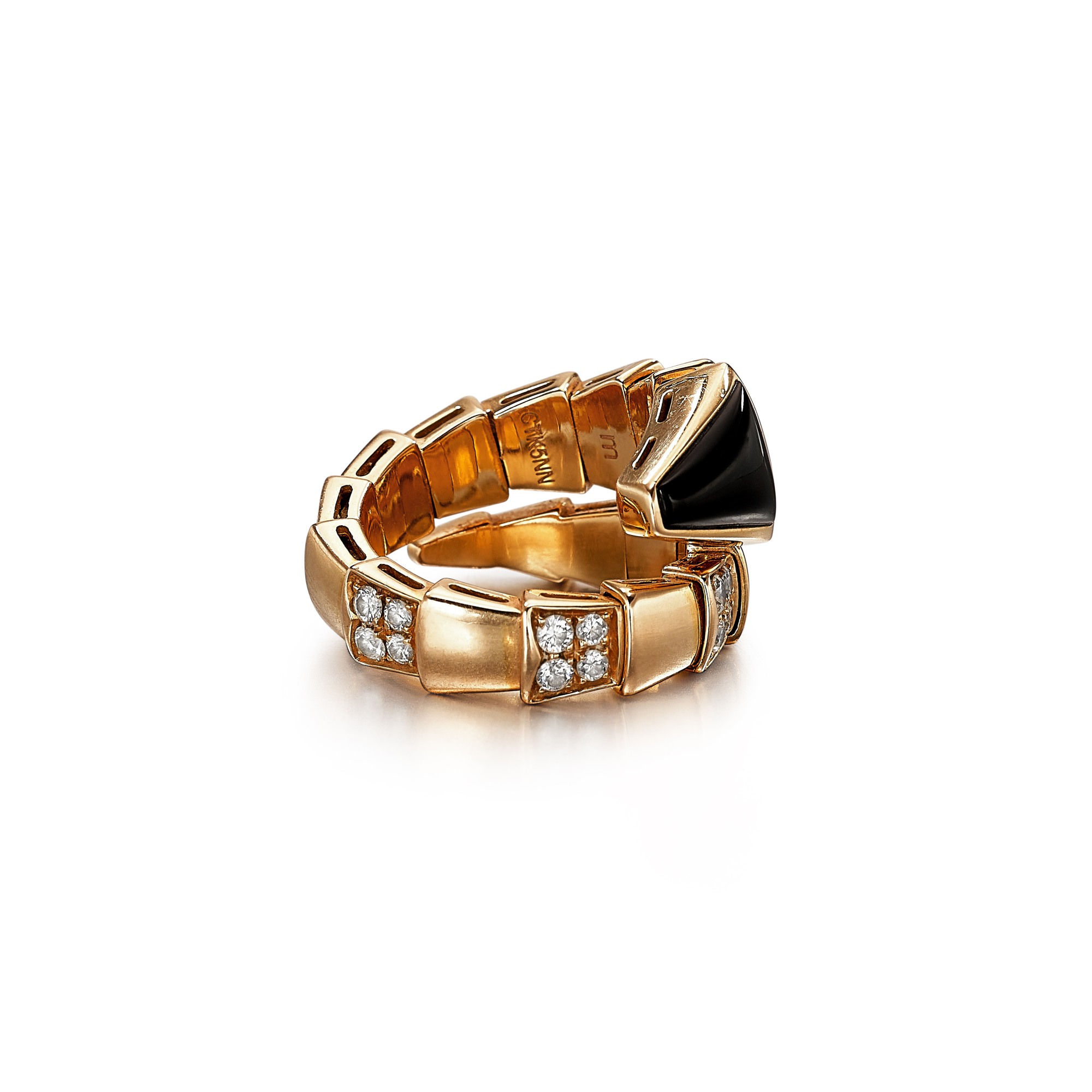 'Serpenti Viper' Onyx and Diamond Ring | 寶格麗 | 'Serpenti Viper' 縞瑪瑙 配 ...