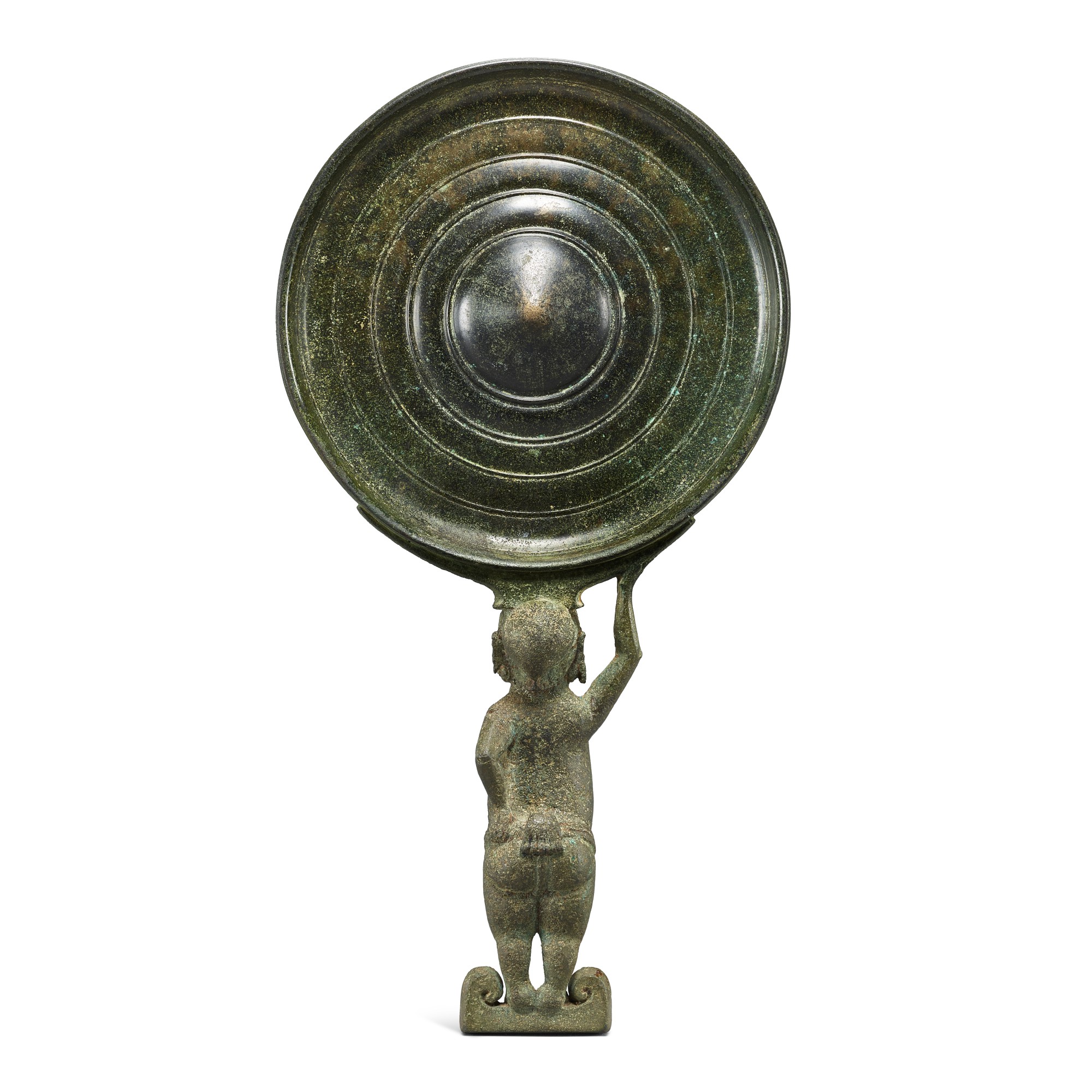 A bronze mirror with a female figure handle, Java, Eastern Javanese ...