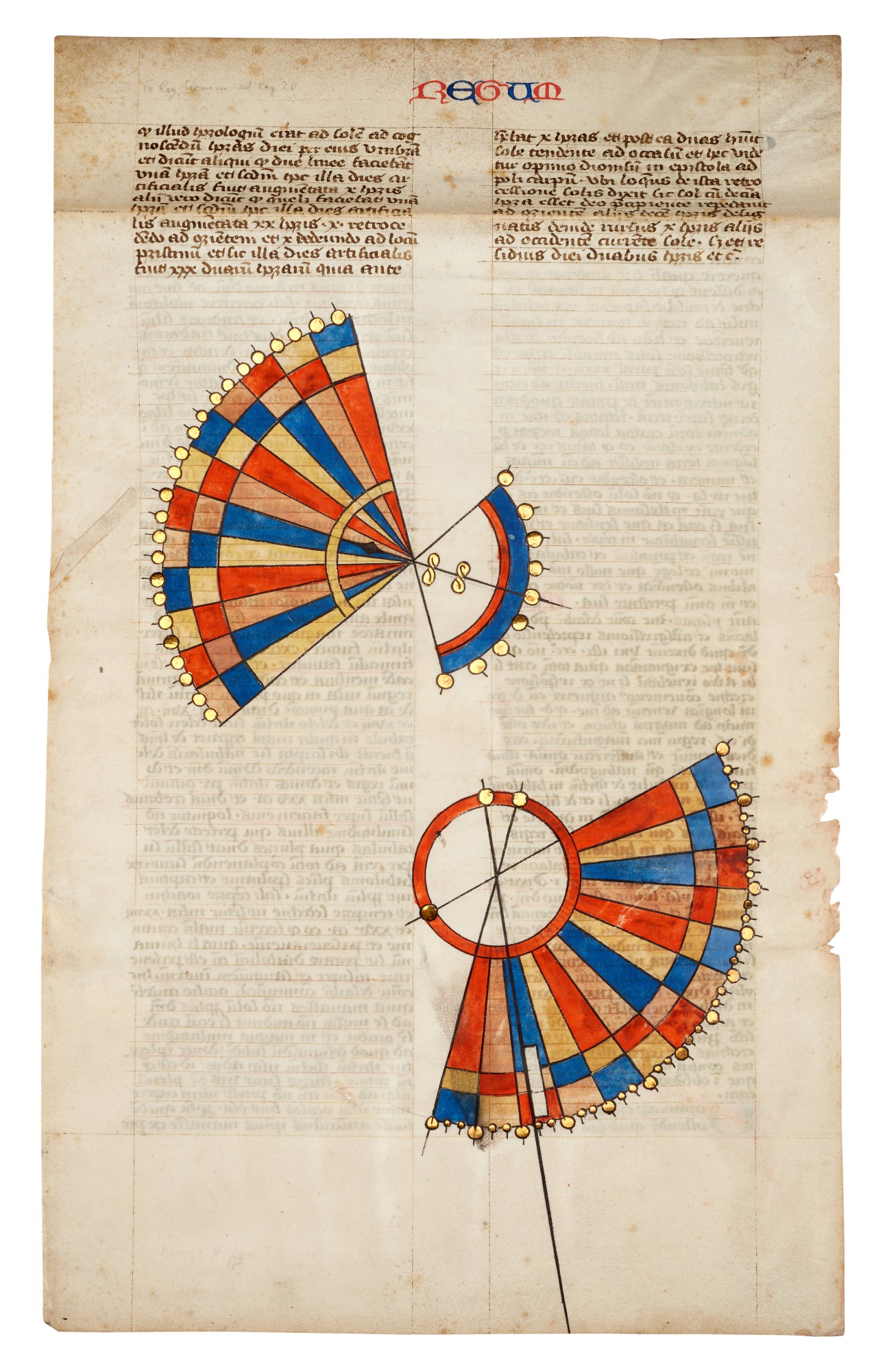 The Sundial of Ahaz, two diagrams on a leaf from Nicholas of Lyra's
