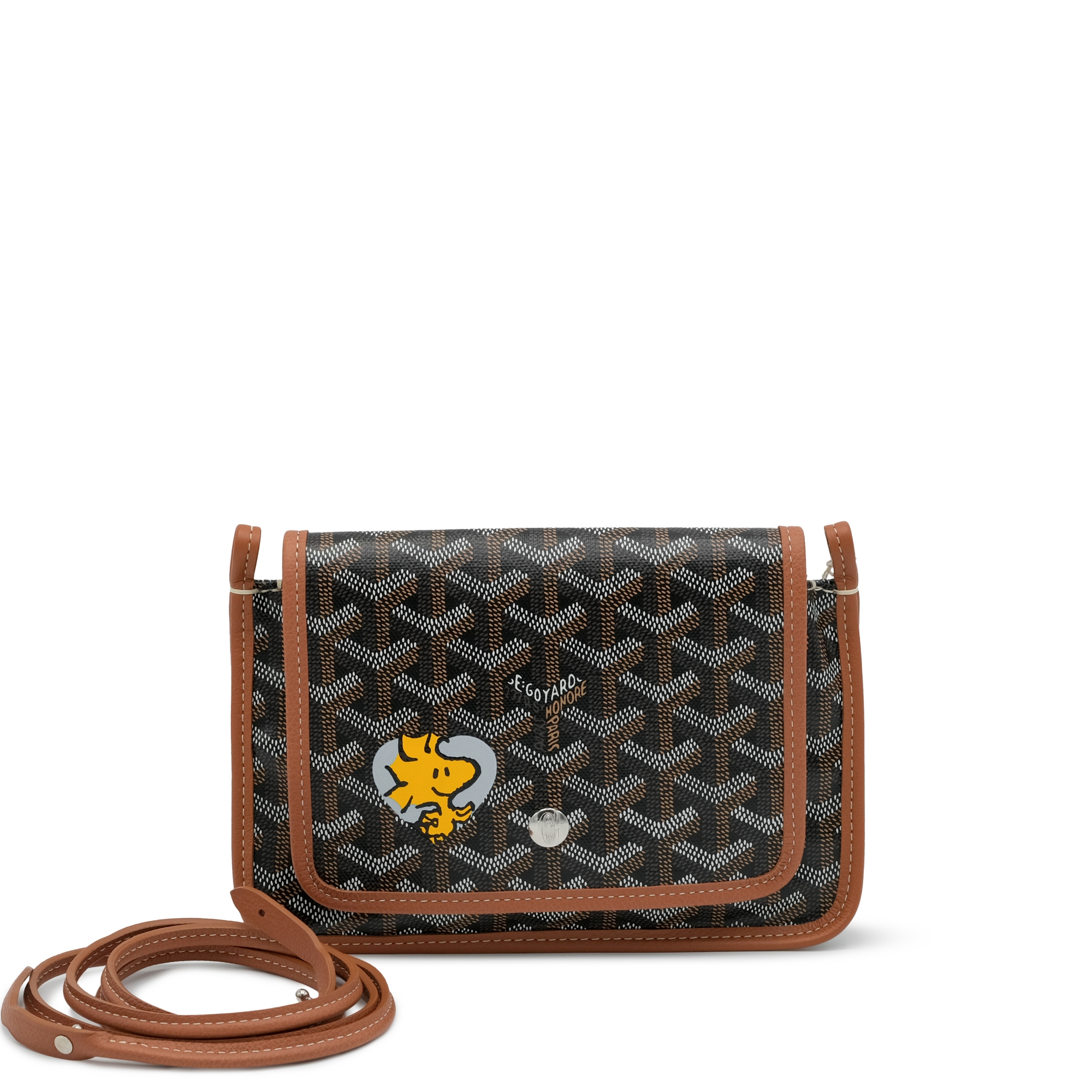 Goyard Black Goyardine Canvas And Tan Chevroches Calfskin Plumet