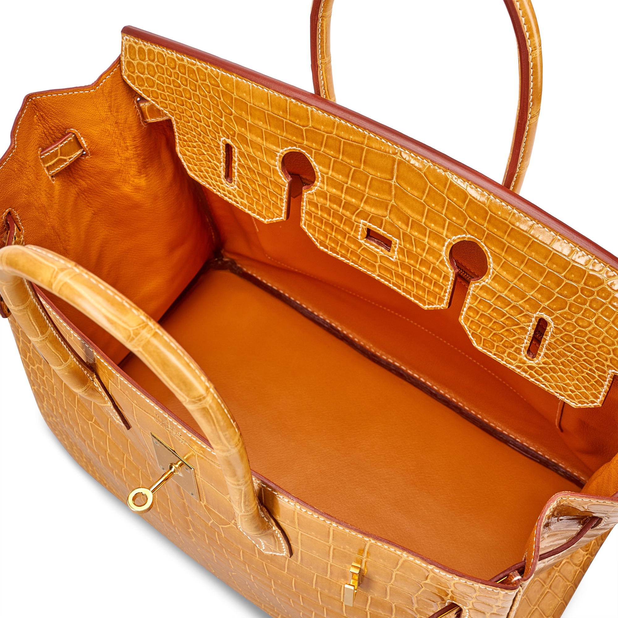 Beige Sable Shiny Porosus Crocodile Birkin 35 Gold Hardware, 2001 The