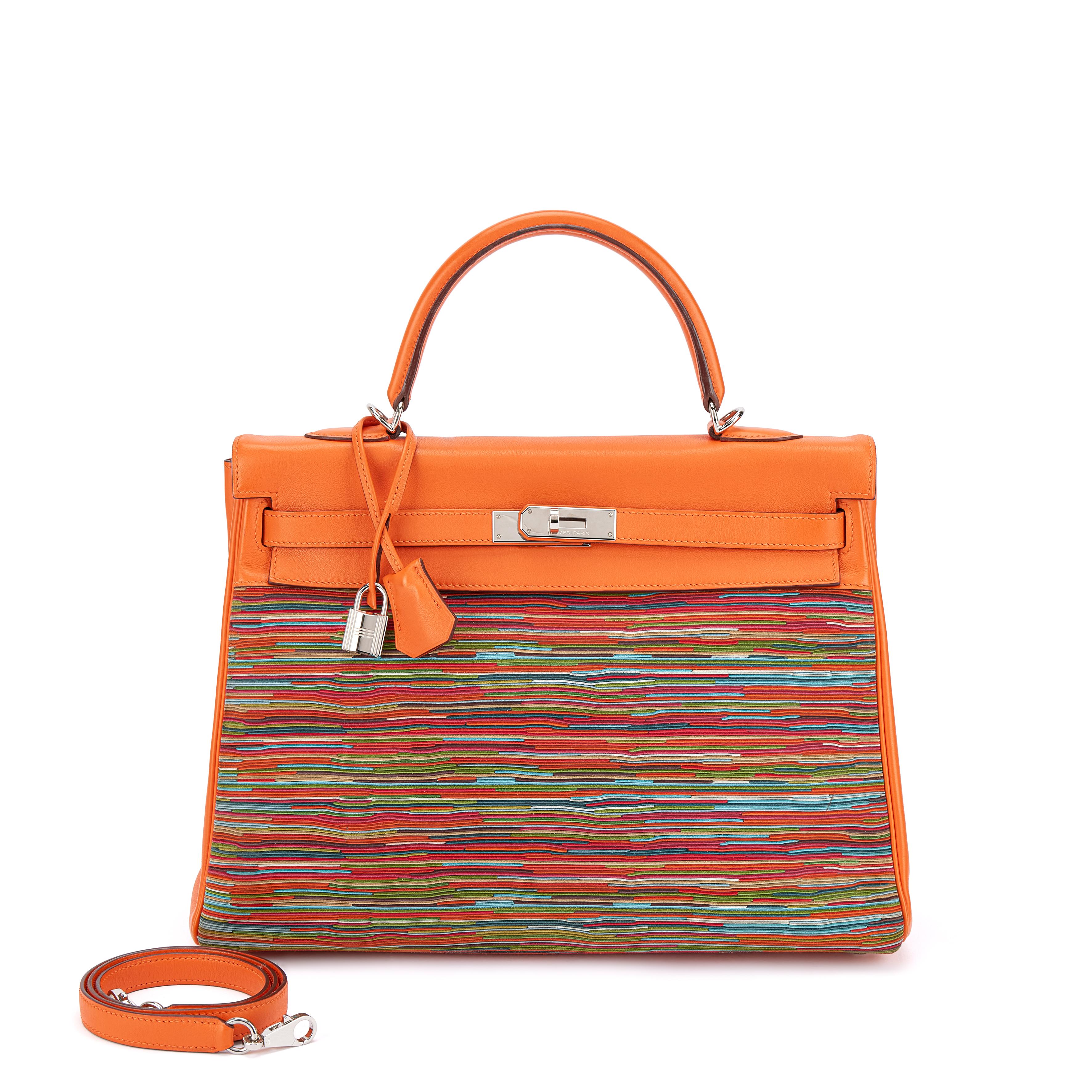 Hermès Limited Edition Orange H Evercalf Vibrato Kelly 35 Retourne