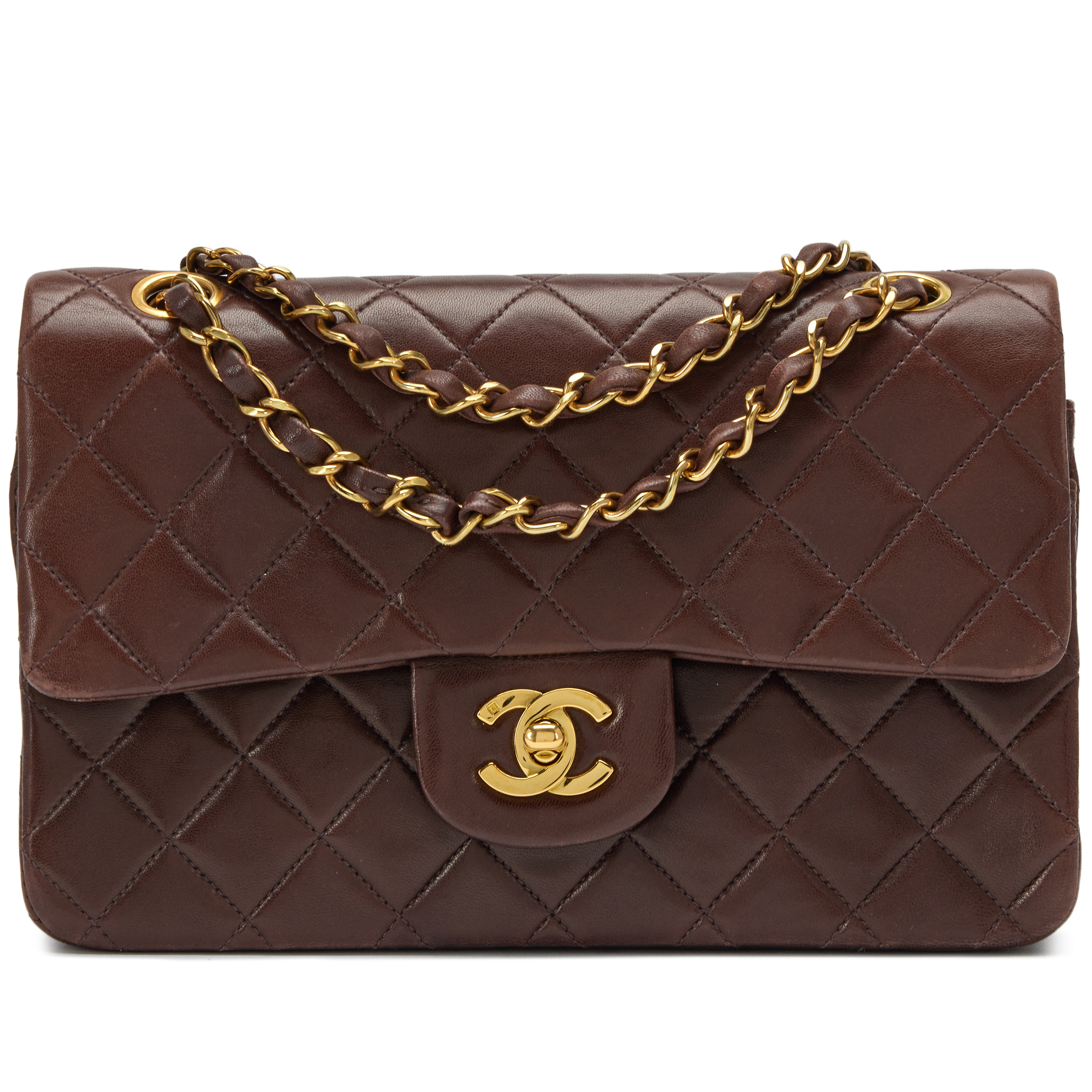 Chanel Vintage Chocolate Brown Quilted Lambskin Small Classic