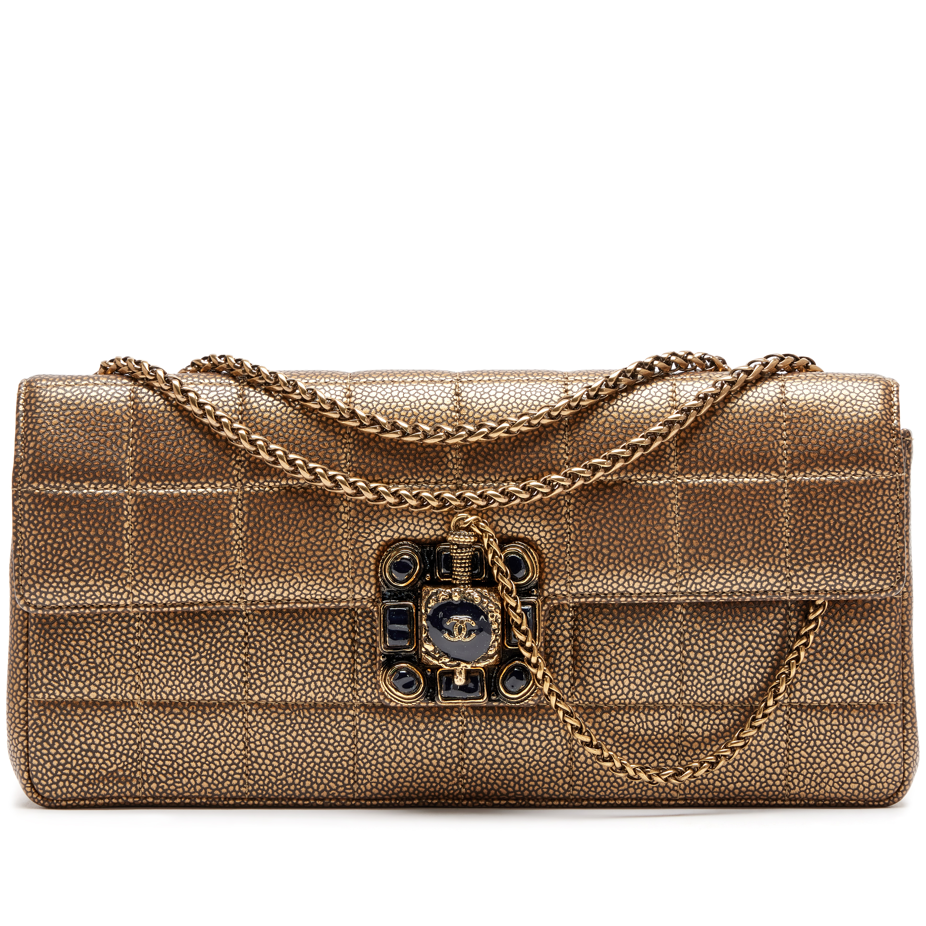 Chanel Gold Chocolate Bar Quilted Caviar Paris Byzance Gripoix