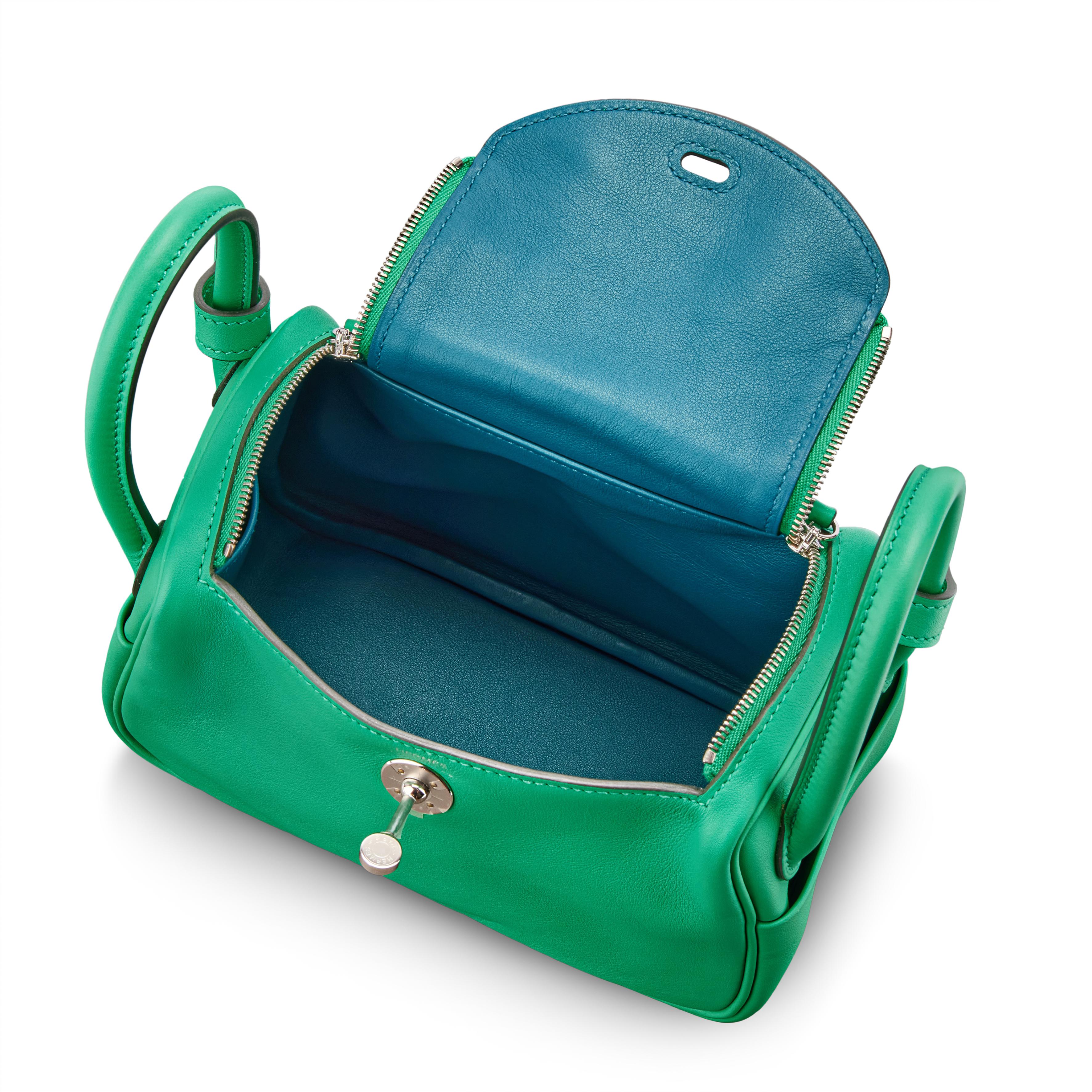 Hermès Menthe Swift And Vert Bosphore Verso Mini Lindy 20