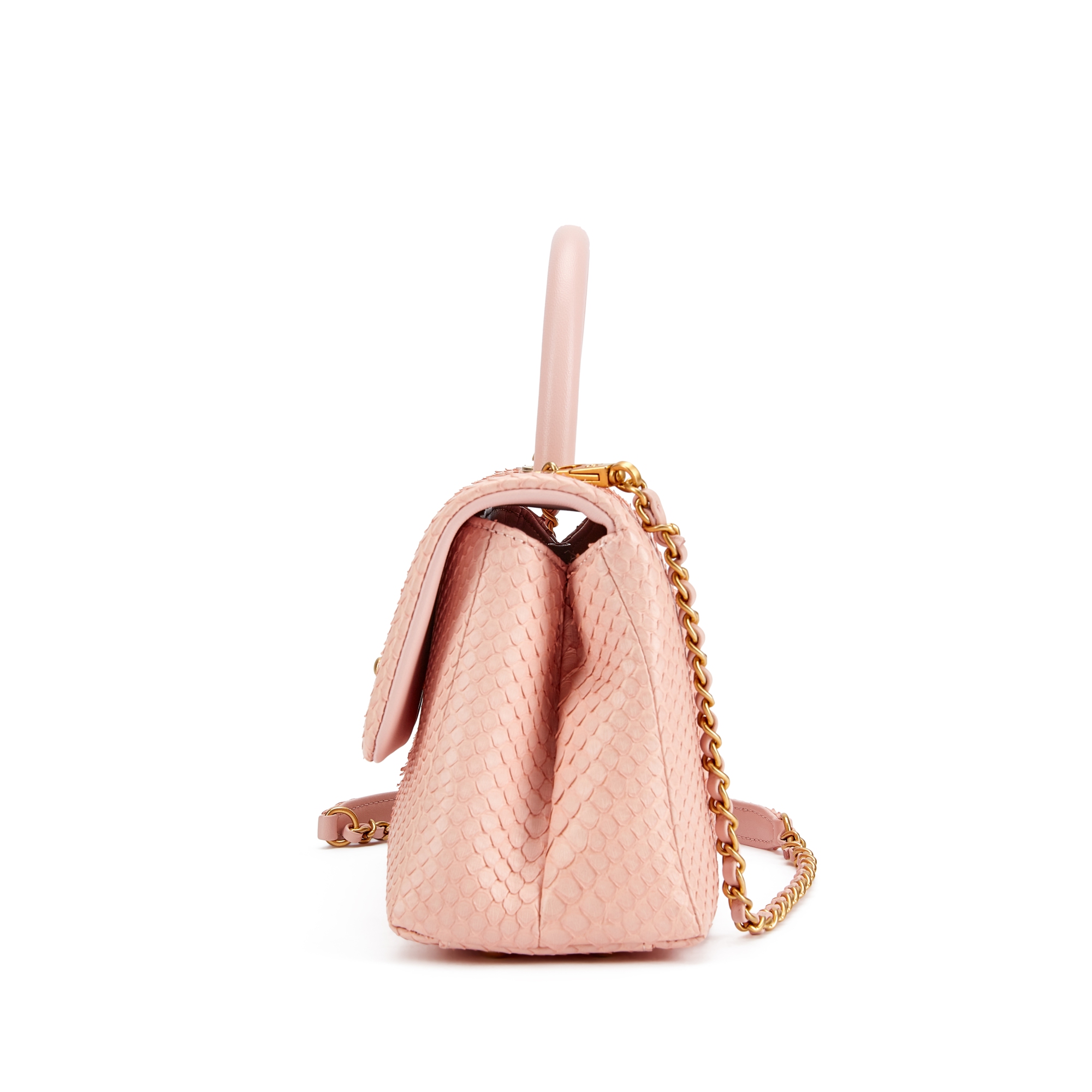 Chanel Quilted Mini Coco Handle Baby Pink Python Gold Hardware – Coco  Approved Studio