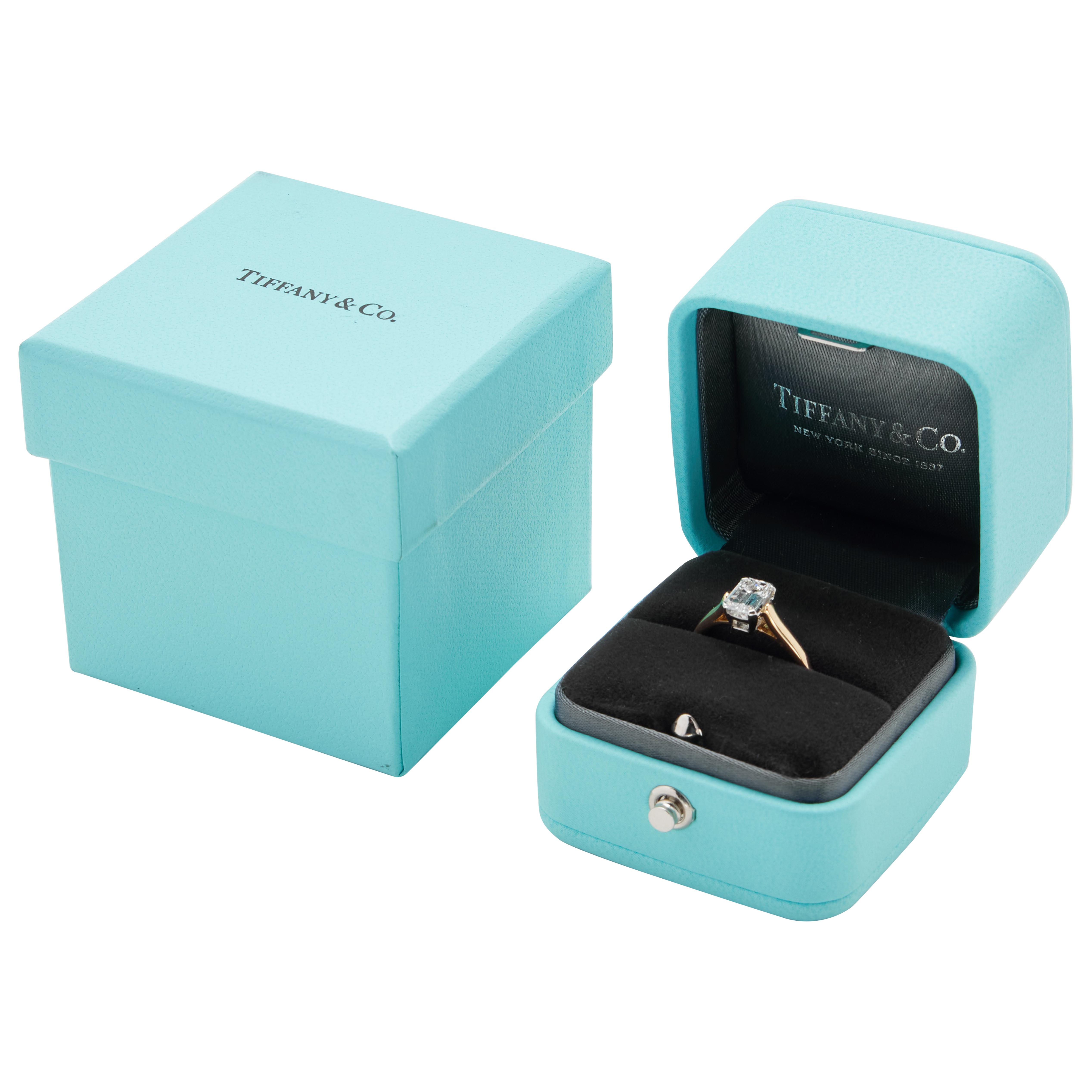 Tiffany & Co. Gold, Platinum And 1.02ct Emerald Cut Diamond