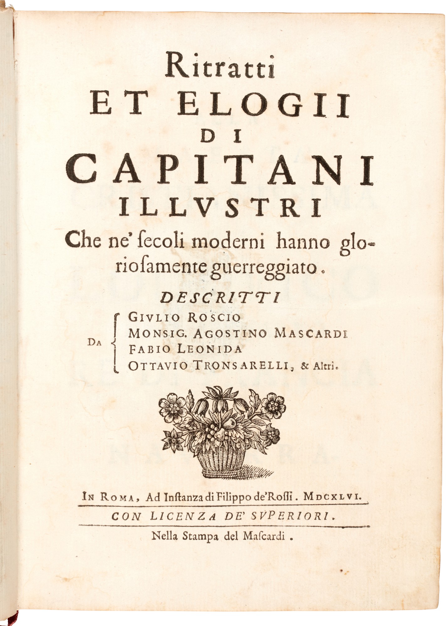Roscio and others, Ritratti et elogii di capitani illustri, Rome, 1646