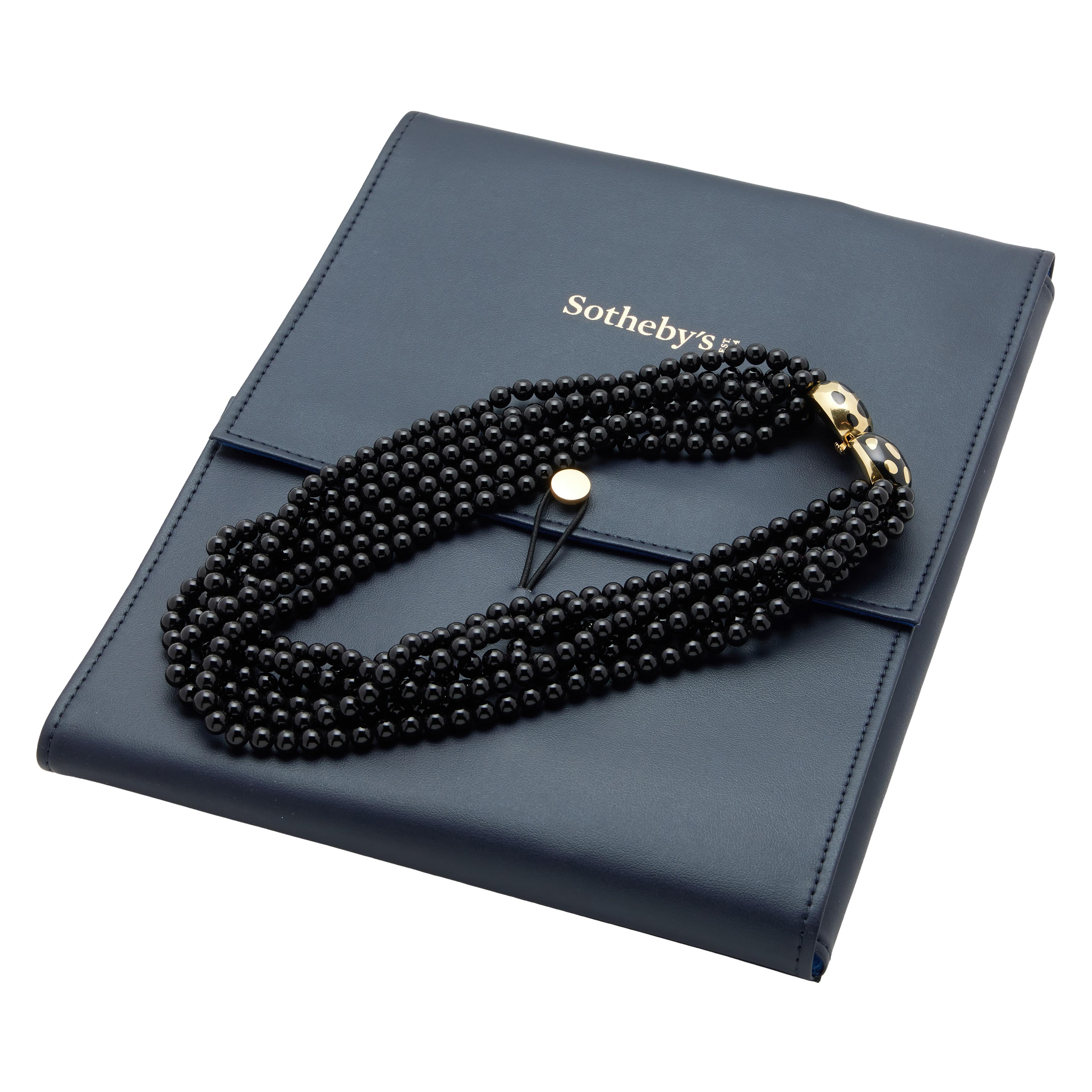 Tiffany & Co. Vintage Vintage Gold And Onyx Bead Multi Strand