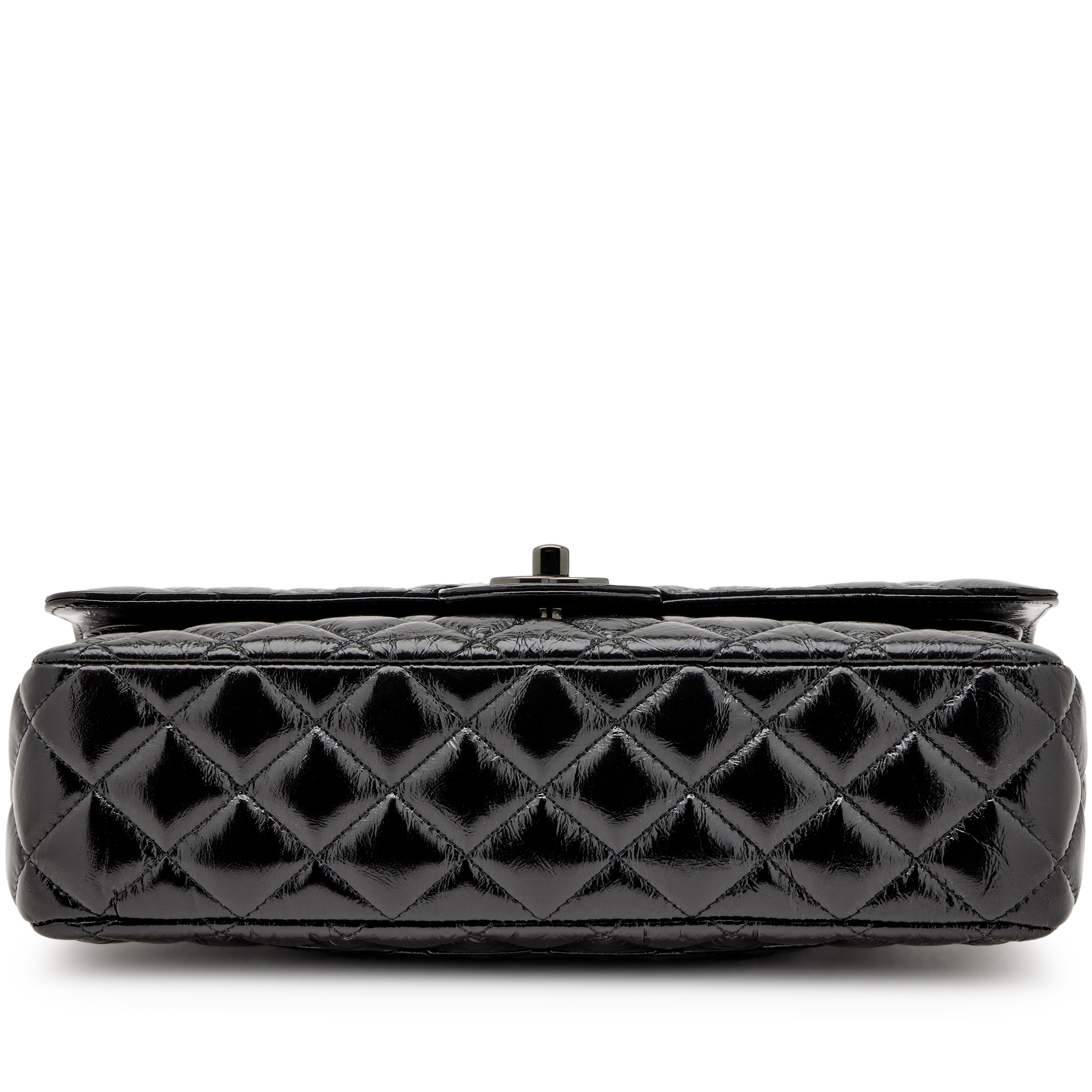 Chanel So Shiny Black Quilted Crumpled Calfskin Medium Double Flap Bag Black Hardware, 2019 (Very Good)