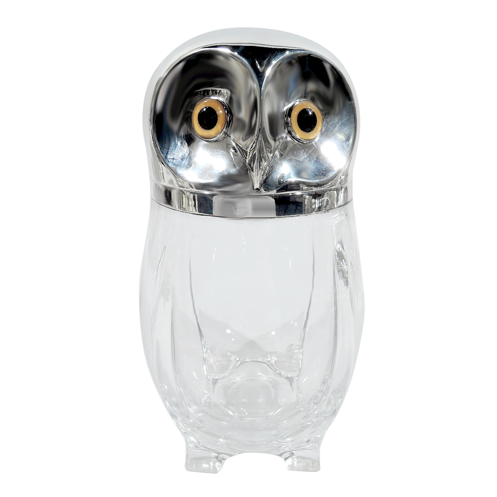 Elizabeth Hutton Antique English Silver And Glass Owl Jar Available For