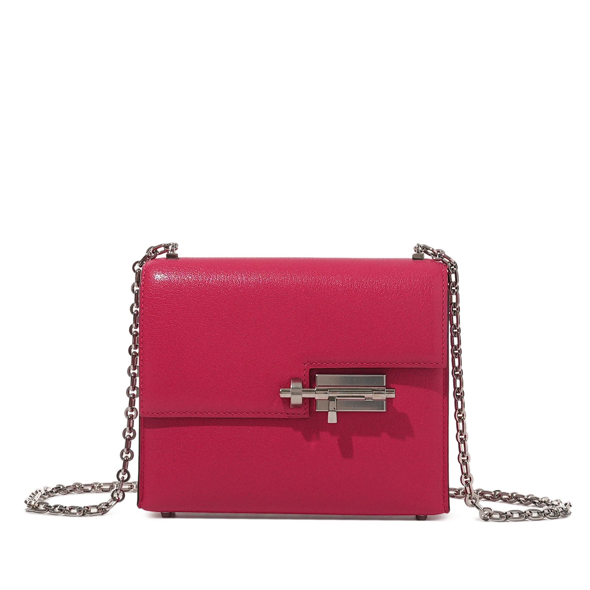 Hermès Rose Mexico Chèvre Mysore Mini Verrou 17 Palladium Hardware