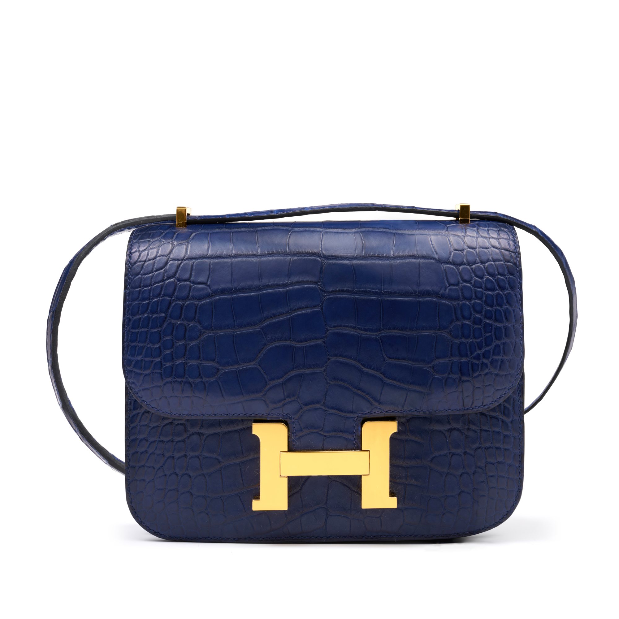 Hermès Bleu Indigo Matte Alligator Mississippiensis Mini Constance