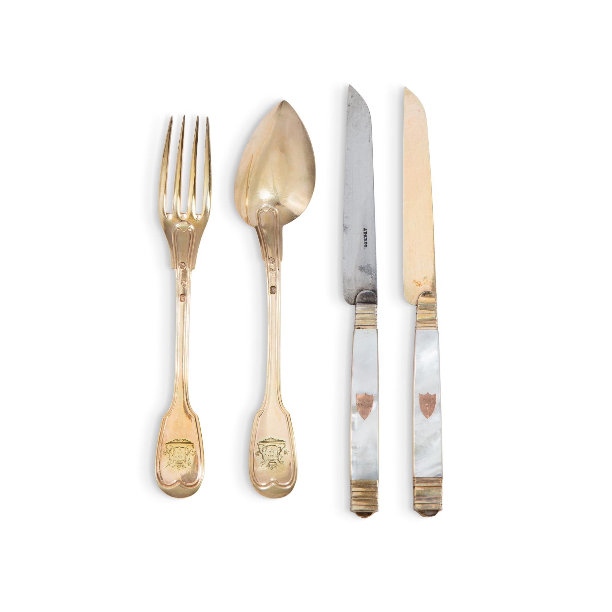 A 48piece silvergilt dessert flatware set, Gabriel Duvivier, Paris