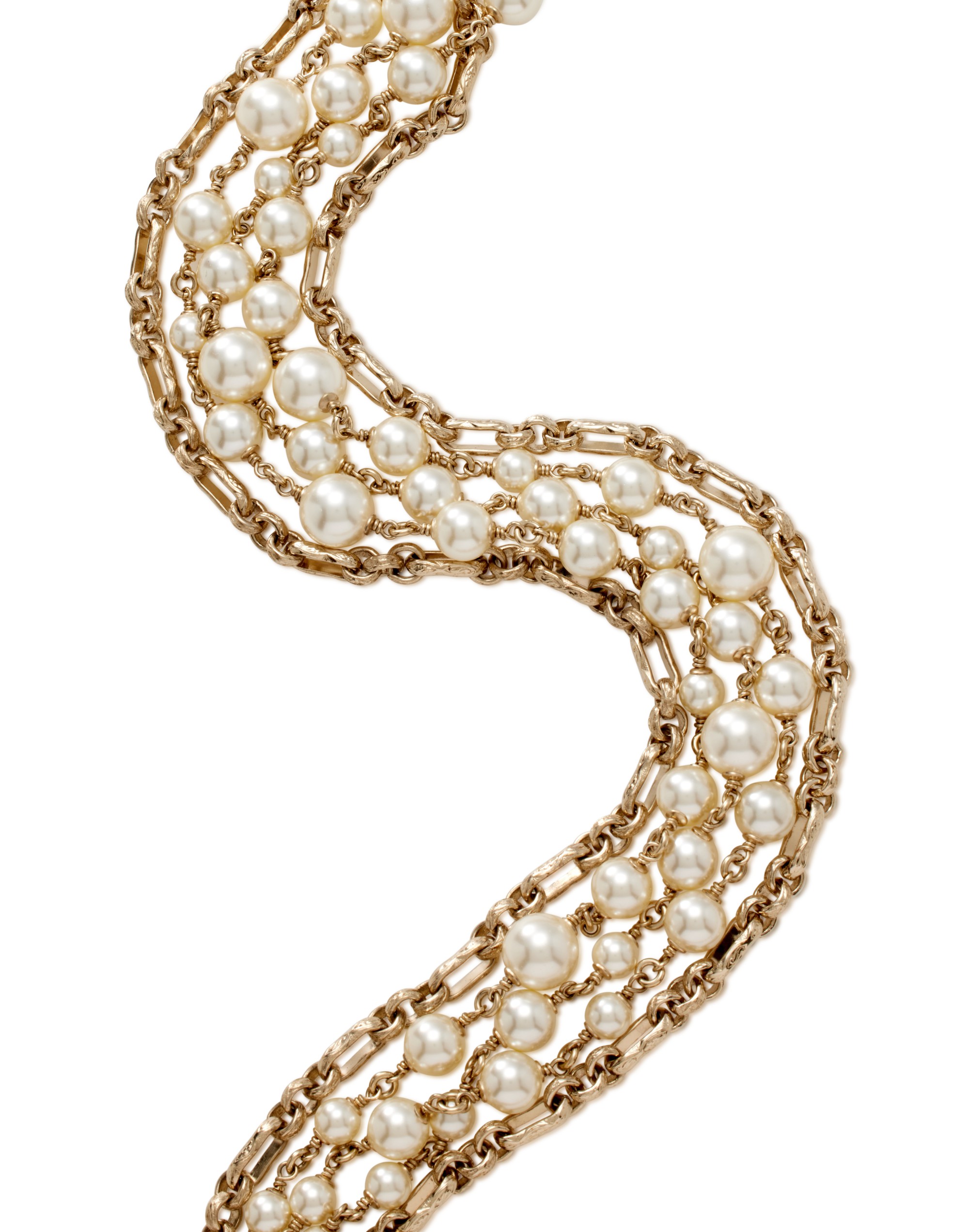 Chanel Multi Strand Gold Metal And Imitation Pearl Oversize