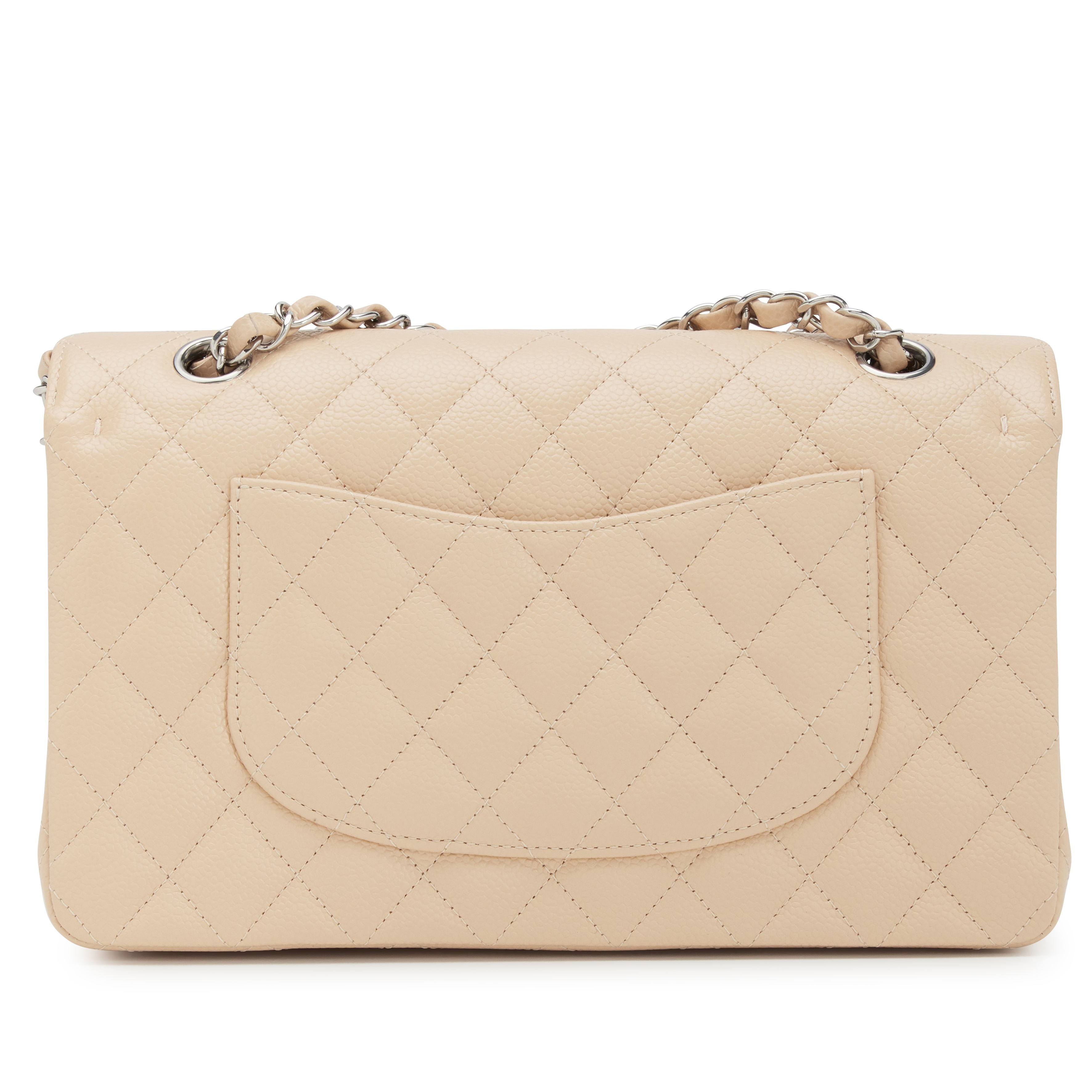 Beige Clair Quilted Caviar Medium Classic Double Flap Bag Silver Hardware, 2024 - Image 3