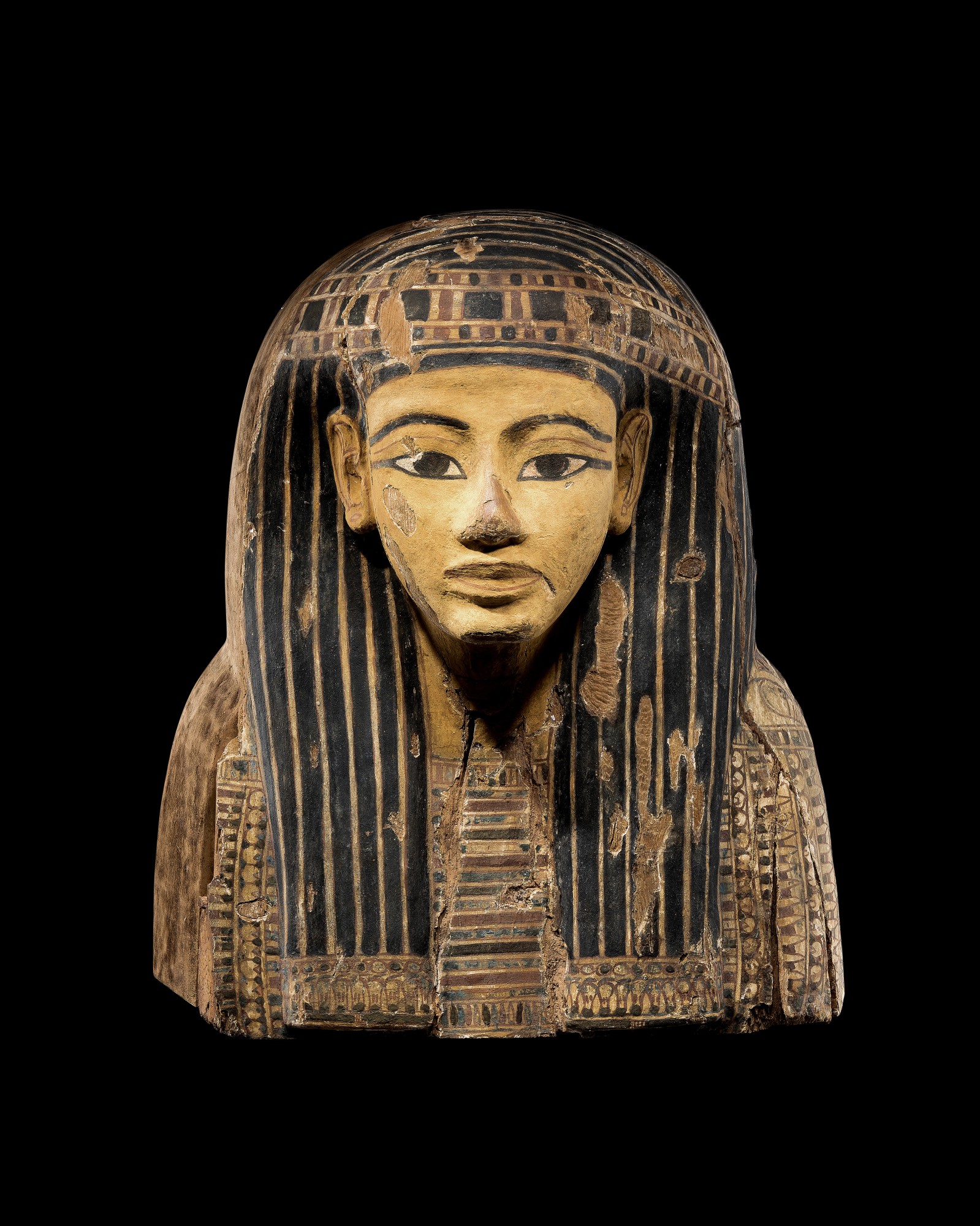 The Upper Part of an Egyptian Polychrome Wood Sarcophagus, 21st/early