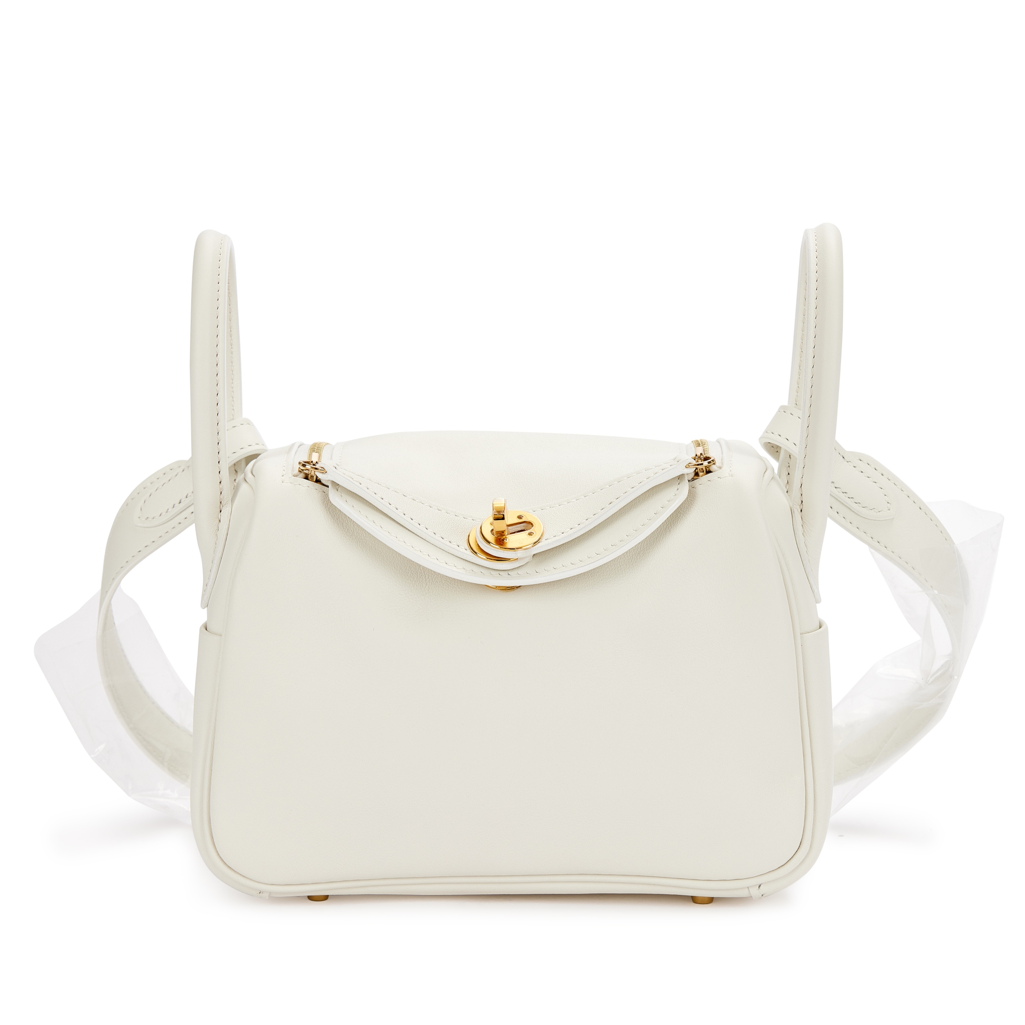 Hermès White Swift Mini Lindy 20 Gold Hardware, 2022 Available For