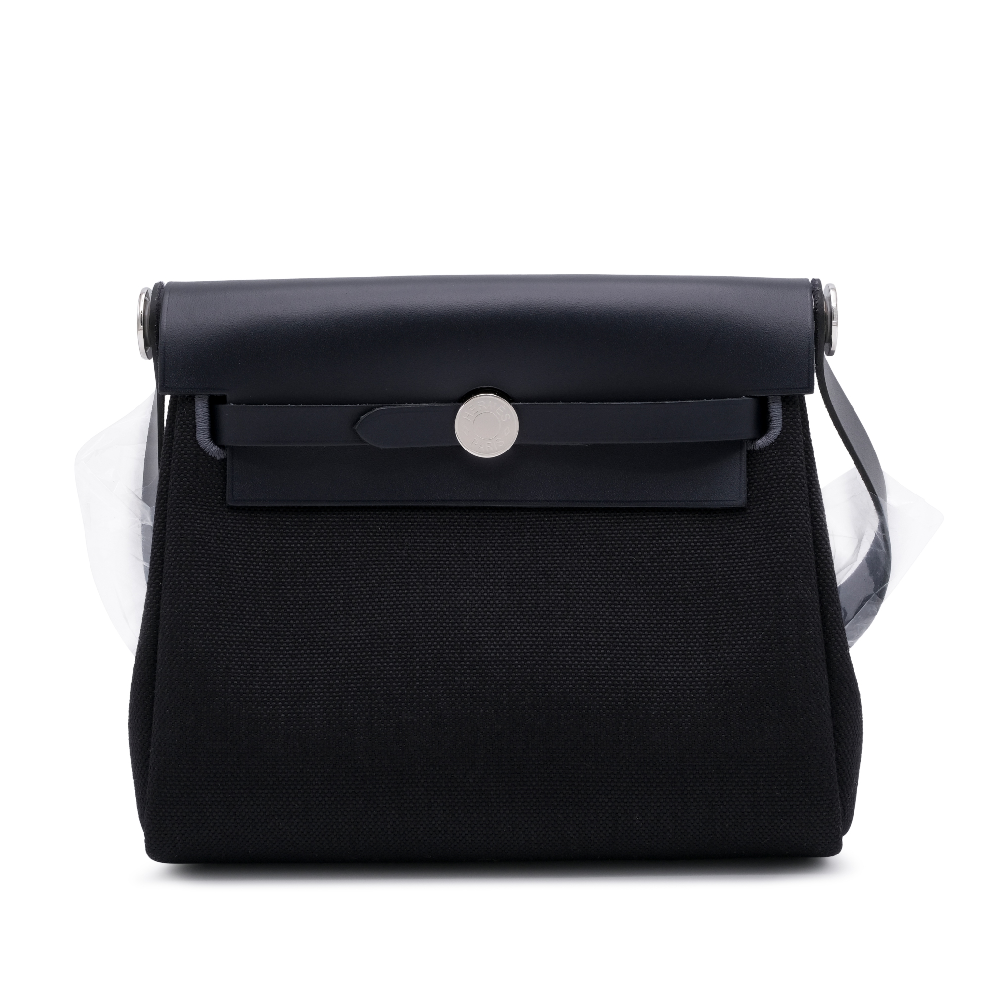 Hermès Bleu Indigo Vache Hunter And Black Toile Mini Herbag