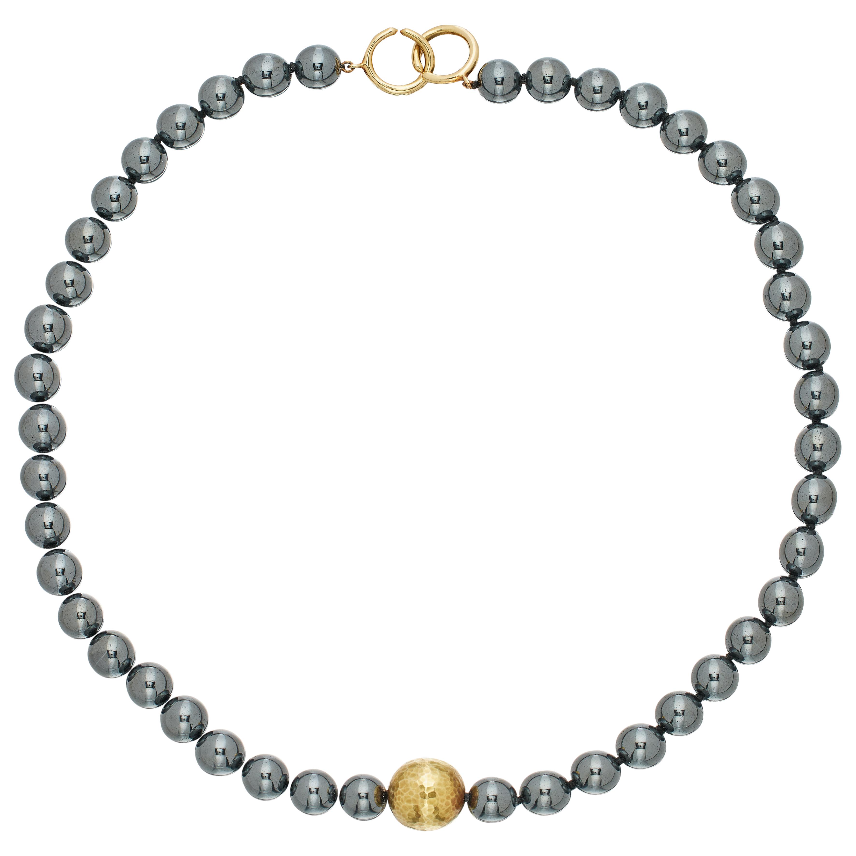 Tiffany & Co. Vintage Vintage Gold And Hematite Bead Necklace