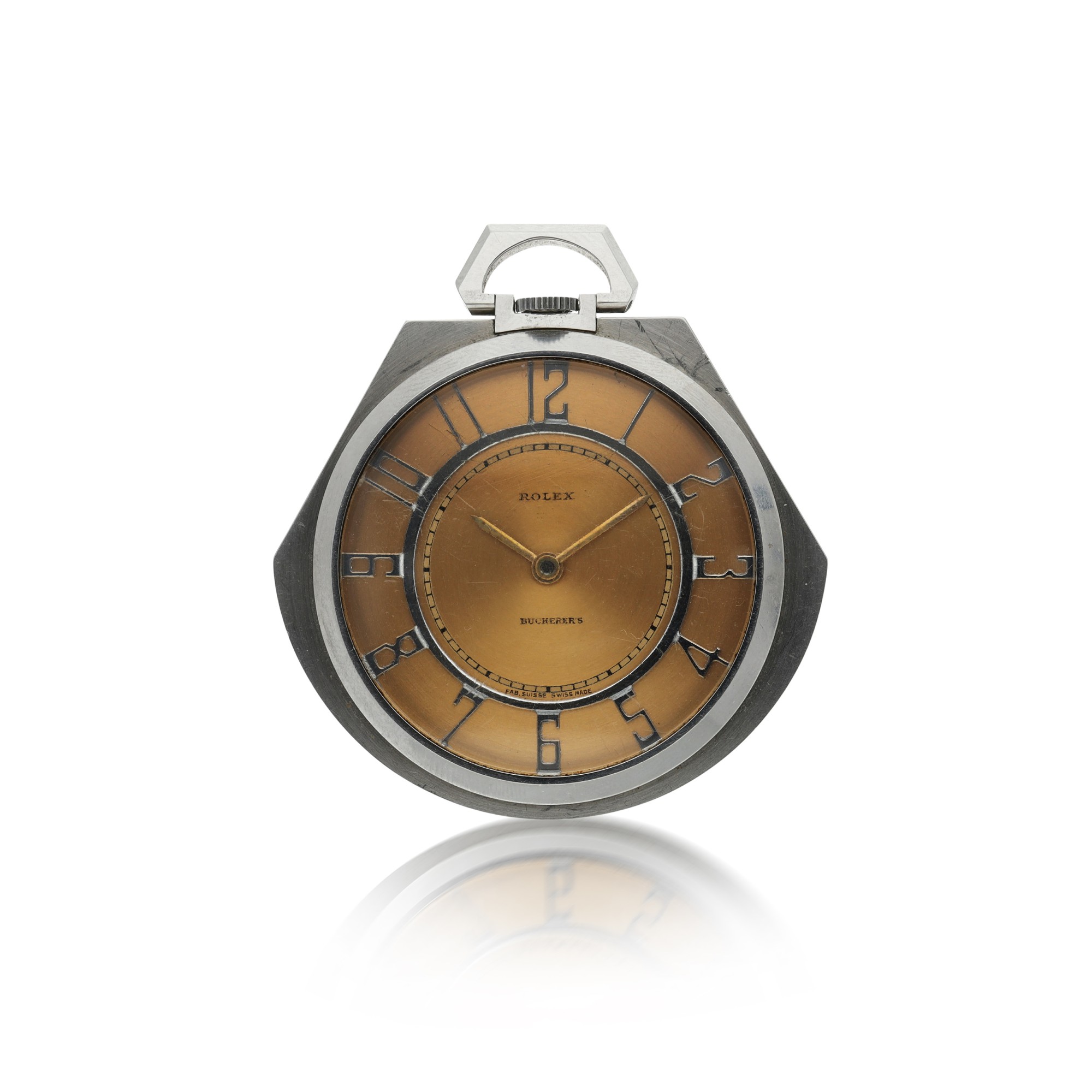 ROLEX RETAILED BY BUCHERER A STAINLESS STEEL OPEN FACED WATCH WITH