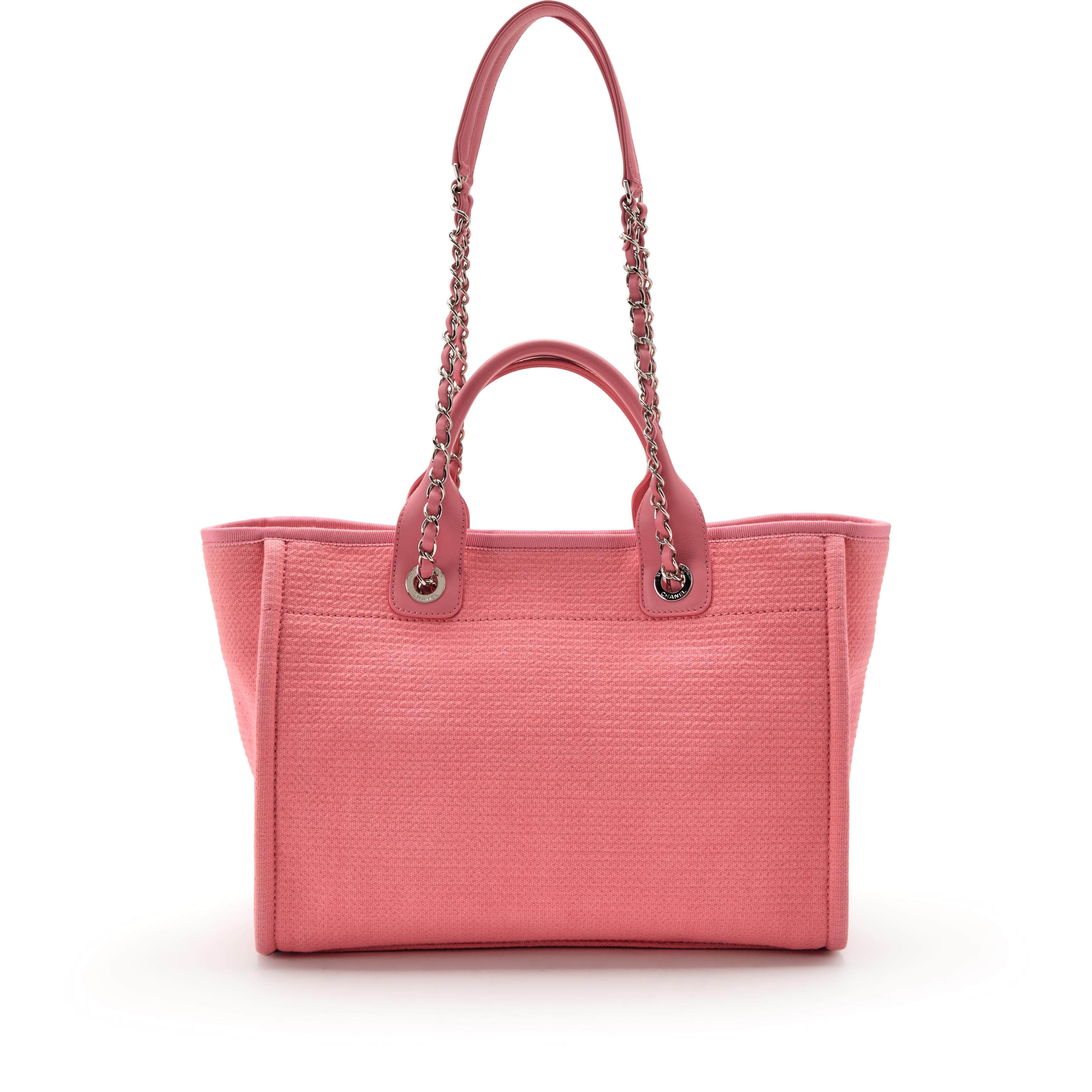 Chanel Dark Pink Mixed Fibers Small Deauville Tote Silver Hardware