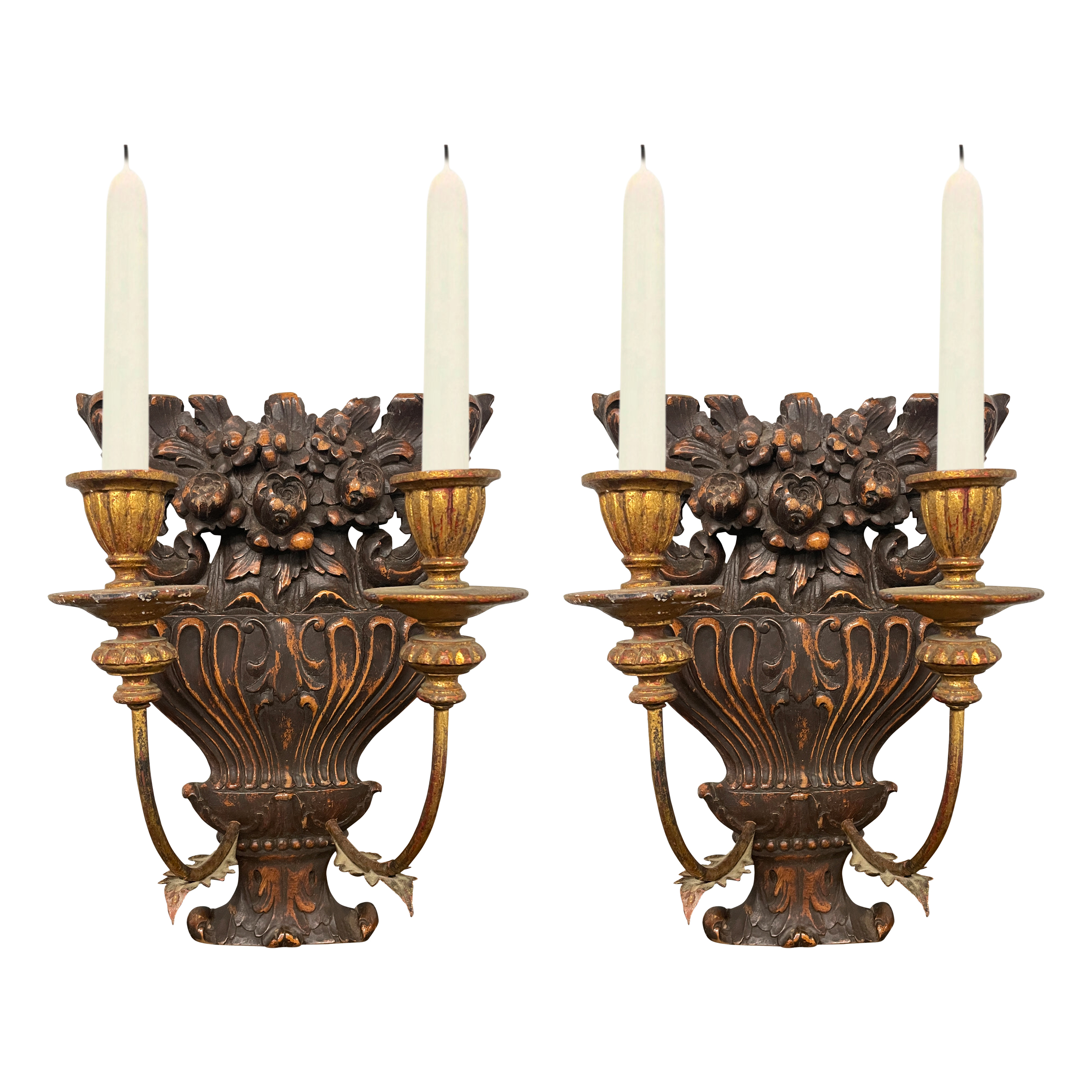 Antique French Beaux Arts Candle Sconces Available For Immediate Sale