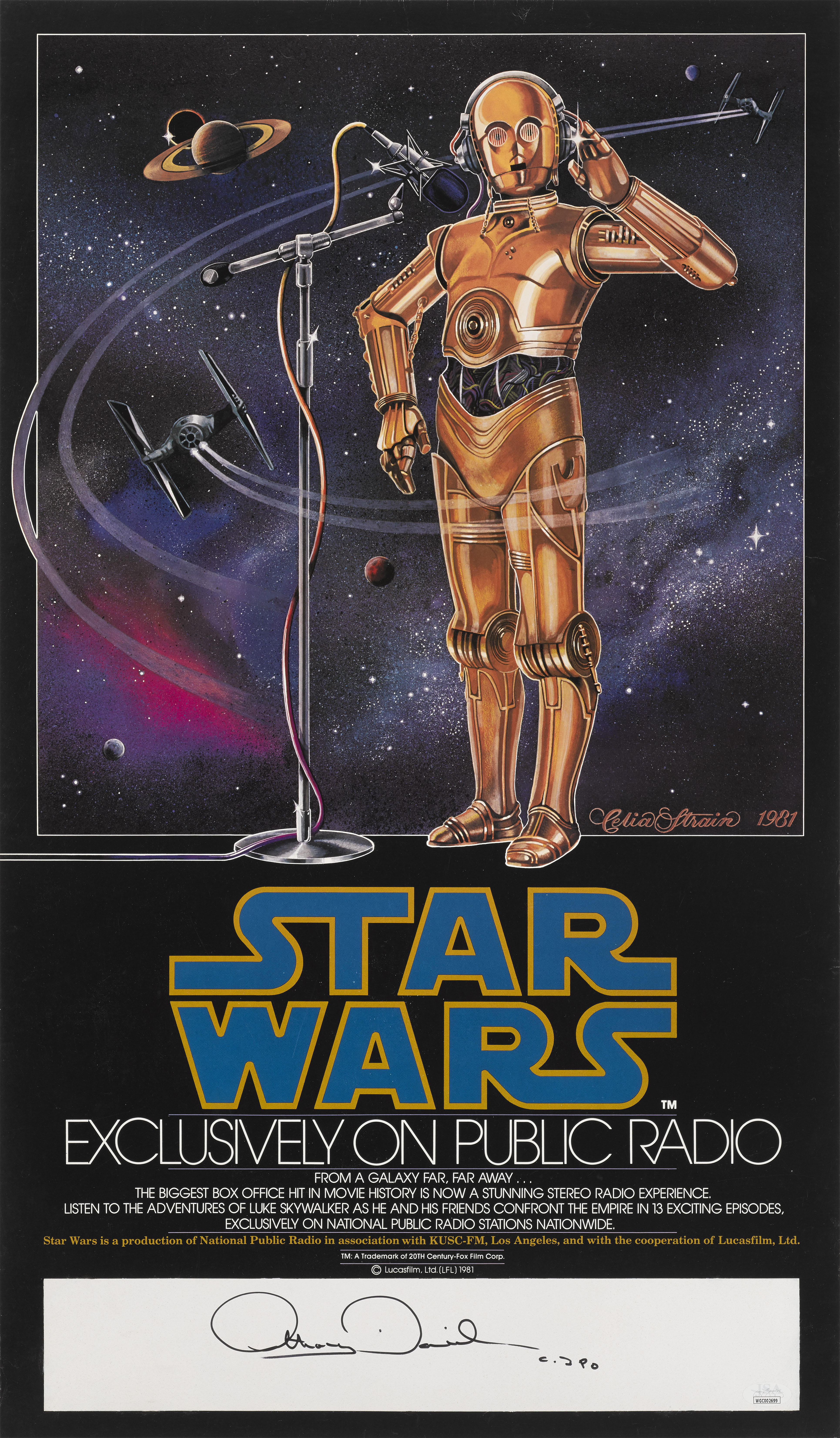 Celia Strain Vintage Signed Star Wars Movie Poster Available For