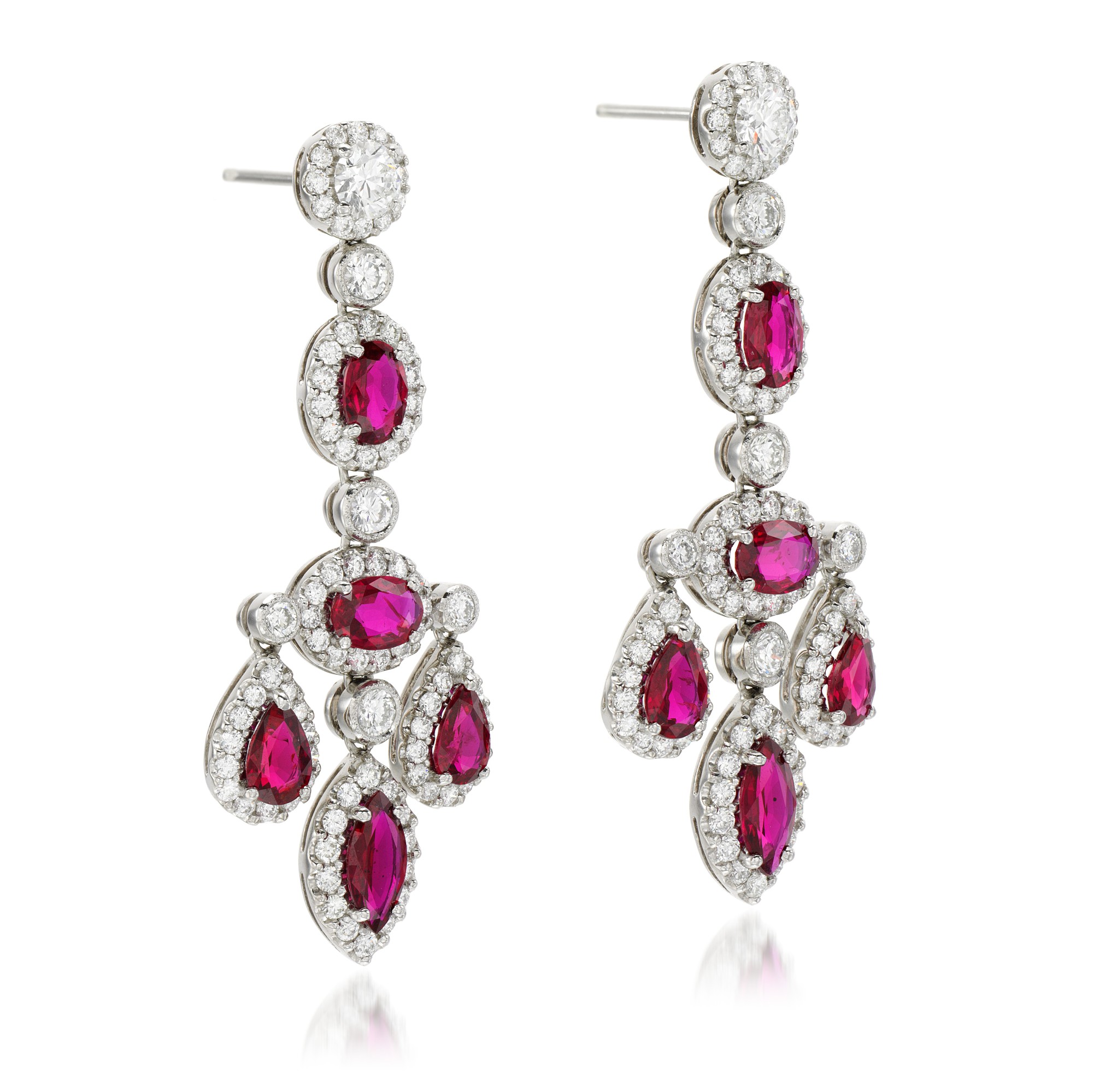 A pair of Ruby and Diamond earrings