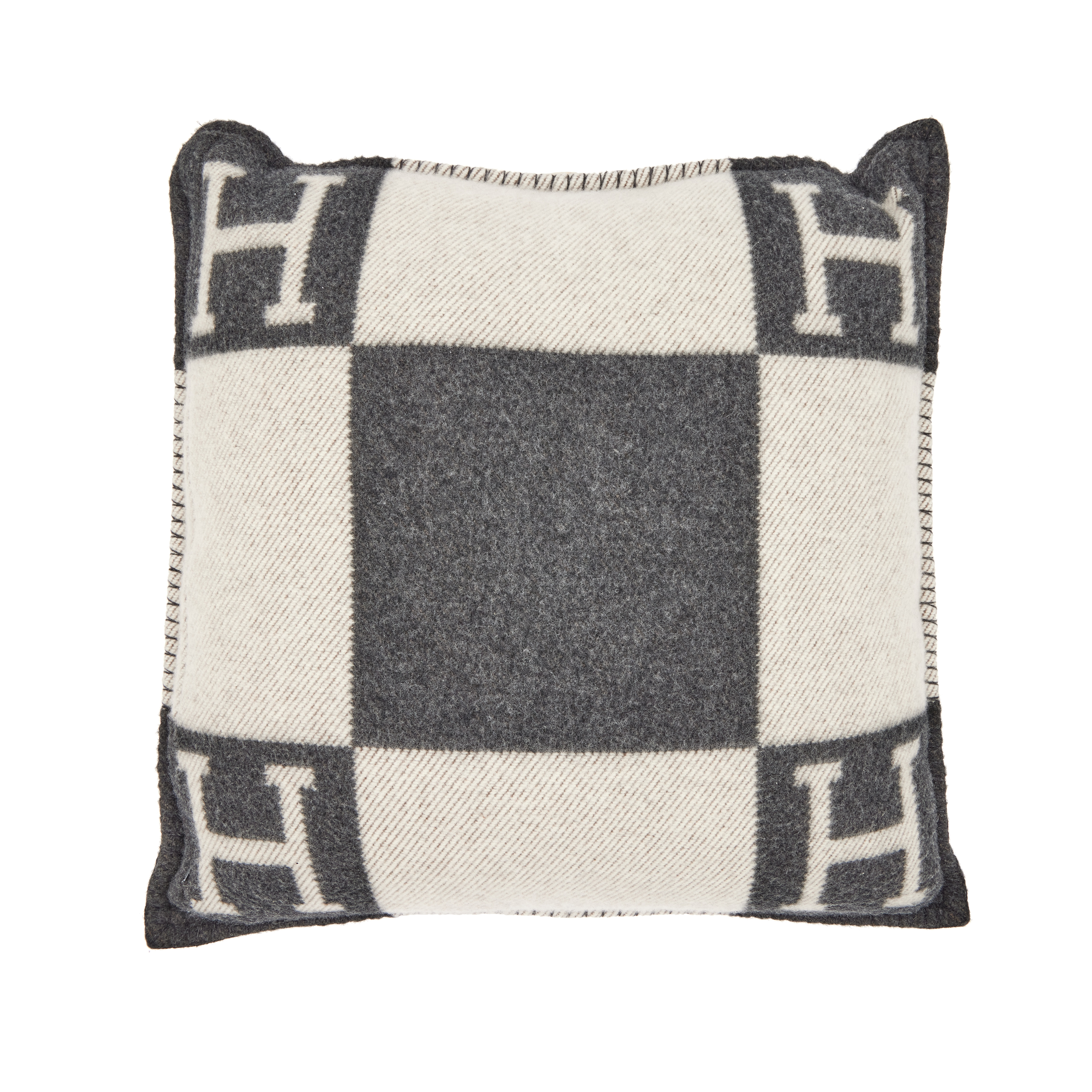Hermès ÉCru And Gris Foncé Wool And Cashmere Small Avalon