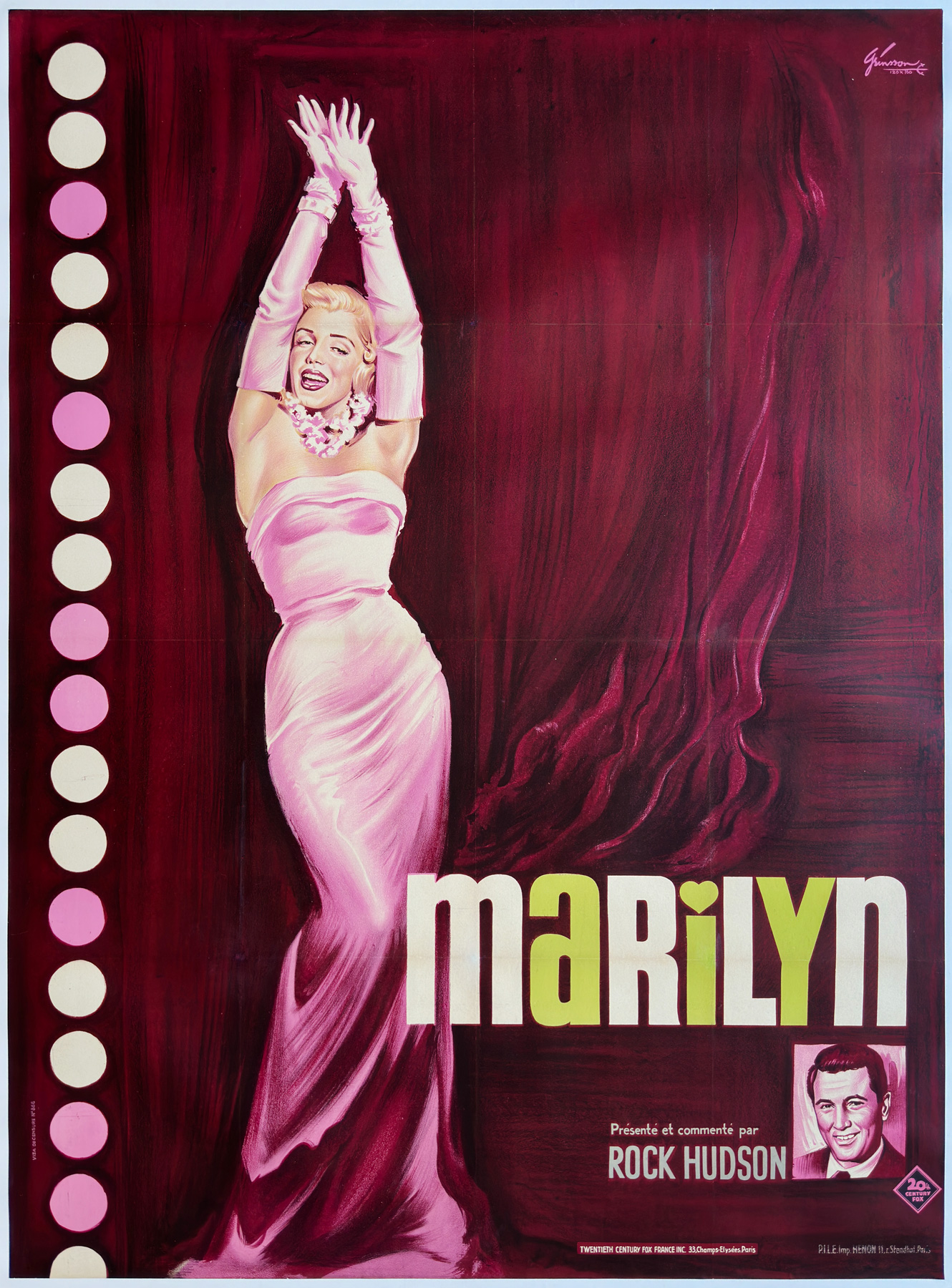 Boris Grinsson Vintage Marilyn Monroe French Movie Poster 