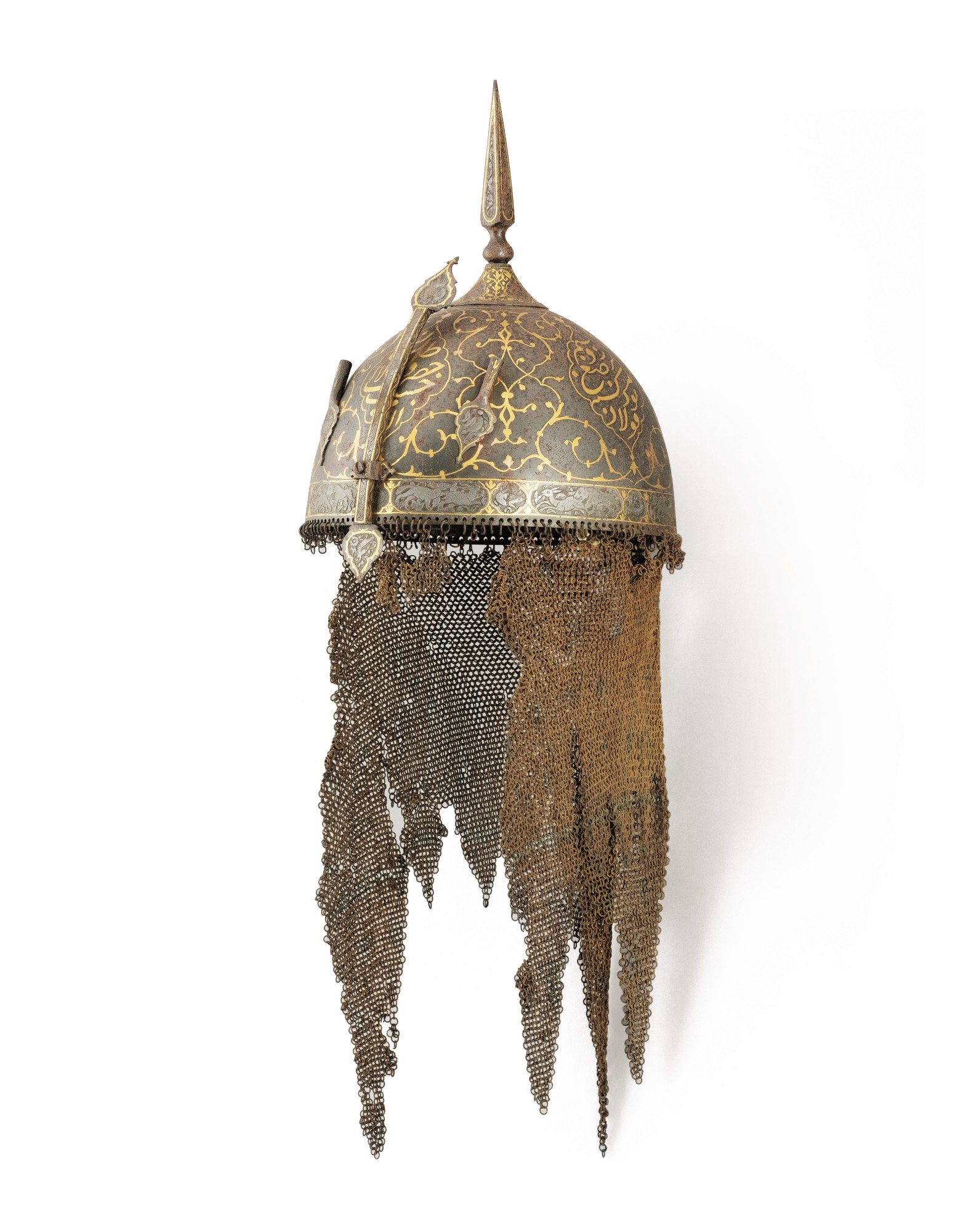 A fine gold-overlaid steel helmet (kulah khud), presented by order of ...