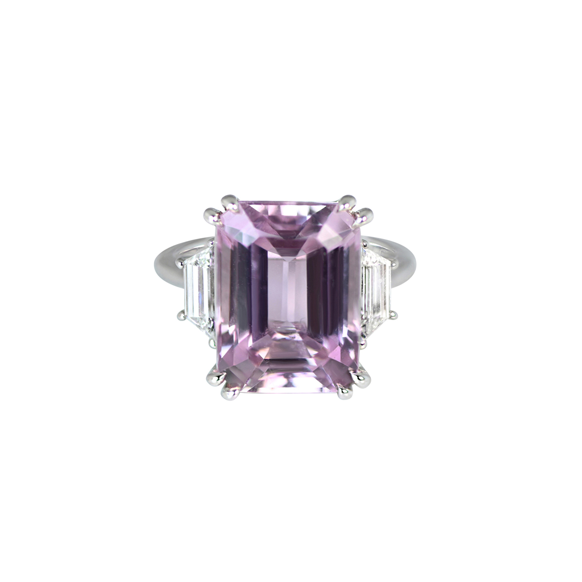 Platinum, Kunzite And Diamond Ring Available For Immediate