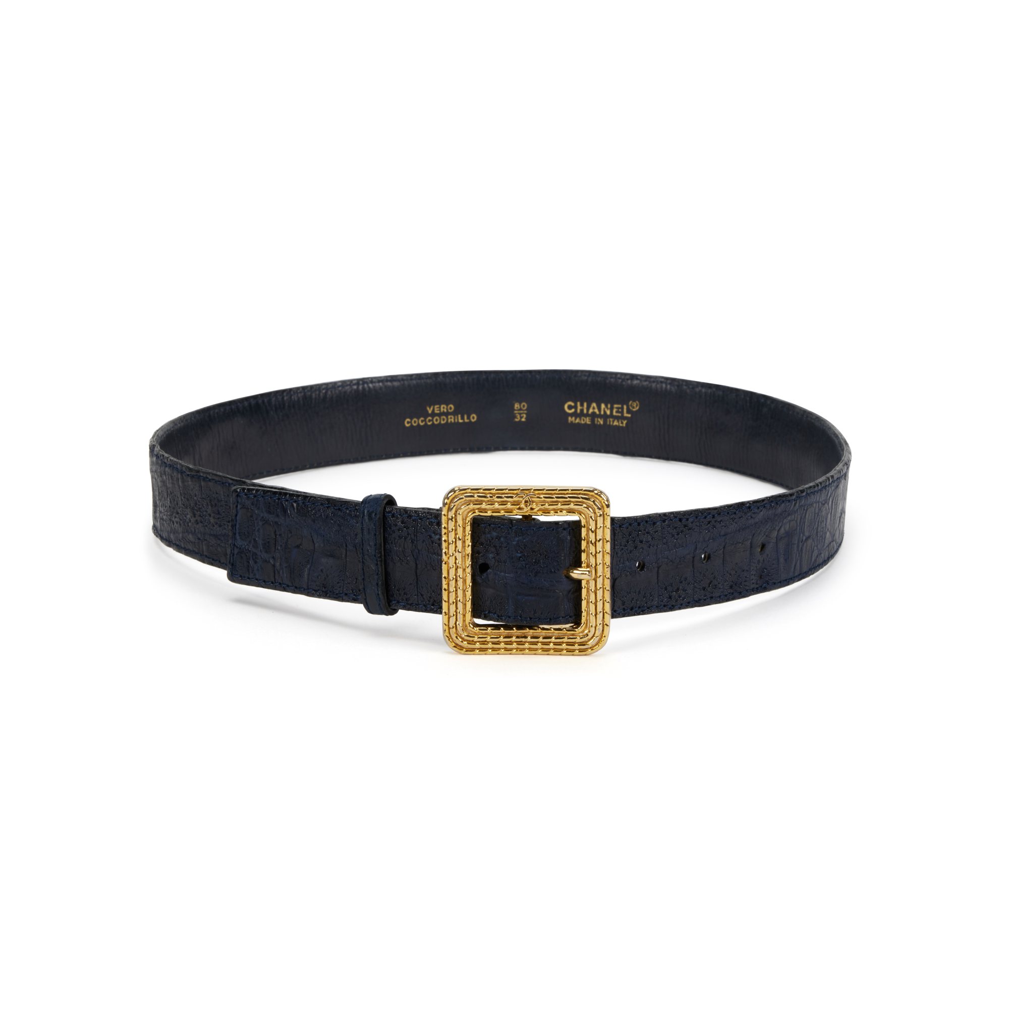 Vintage CHANEL Navy Quilted Leather Belt with Gold Buckle Sz 26 s-l1200.jpg main image 3